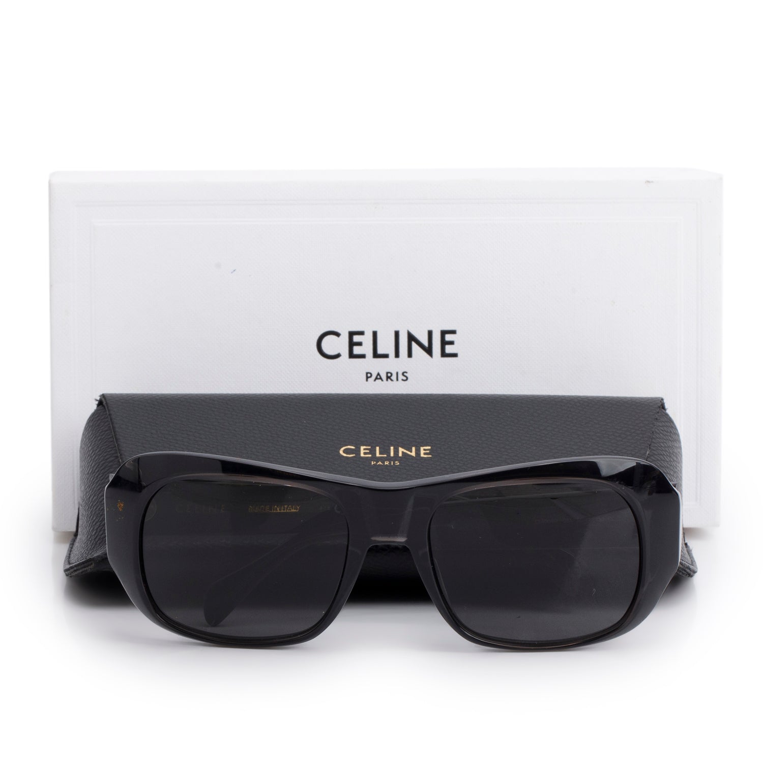 Celine CL40049I Black Acetate Square Sunglasses w/ Box & Case
