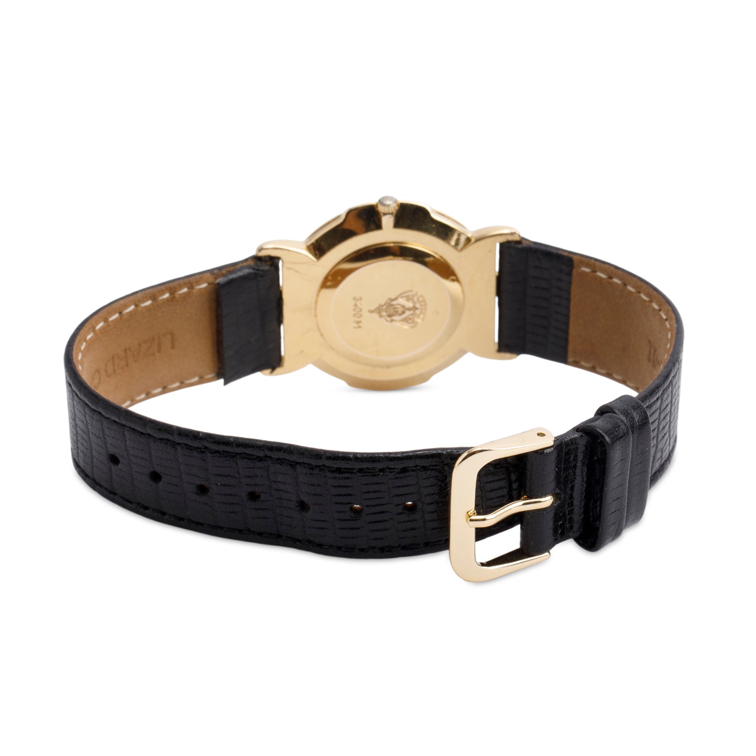 Gucci Yellow Gold Plated Stainless 3400 Series 31 MM Watch Black Dial