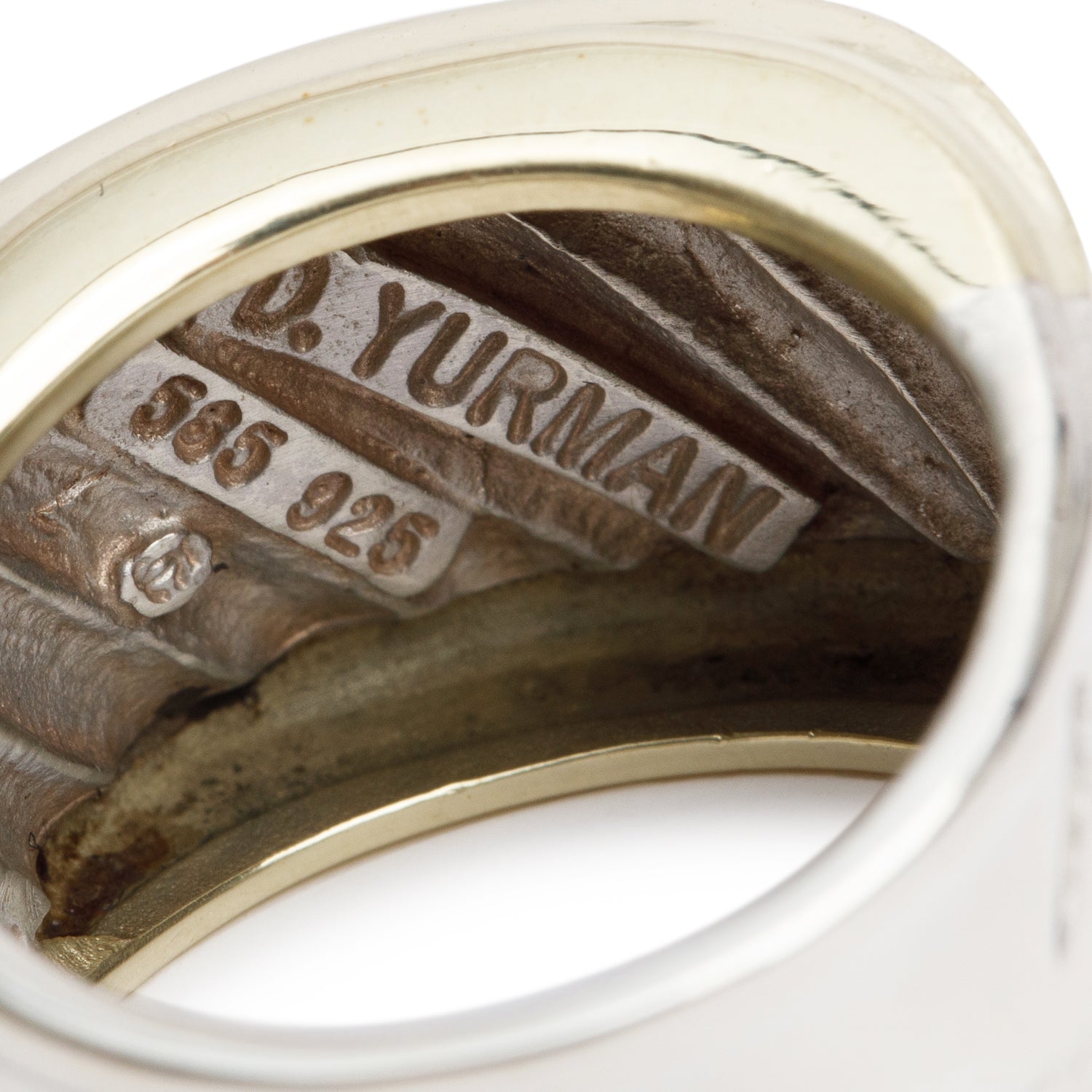 David Yurman Sterling Silver & 14k Yellow Gold Cable Classic Cigar Ring, Size 6