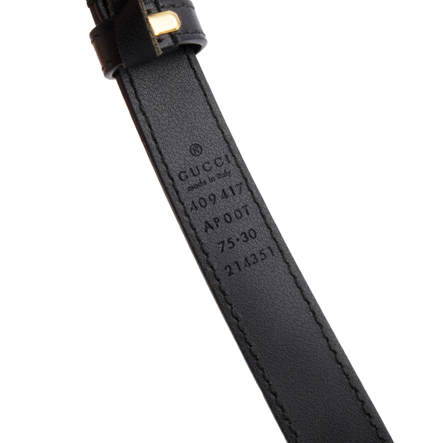Gucci Black Calfskin GG Marmont Thin Belt, 75 30 w/ Box