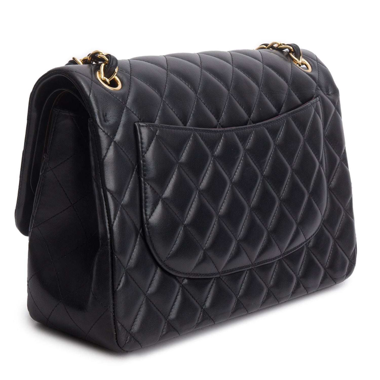 Chanel Black Lambskin Quilted Classic Jumbo Double Flap w/ Box, Authenticity Card & Receipt