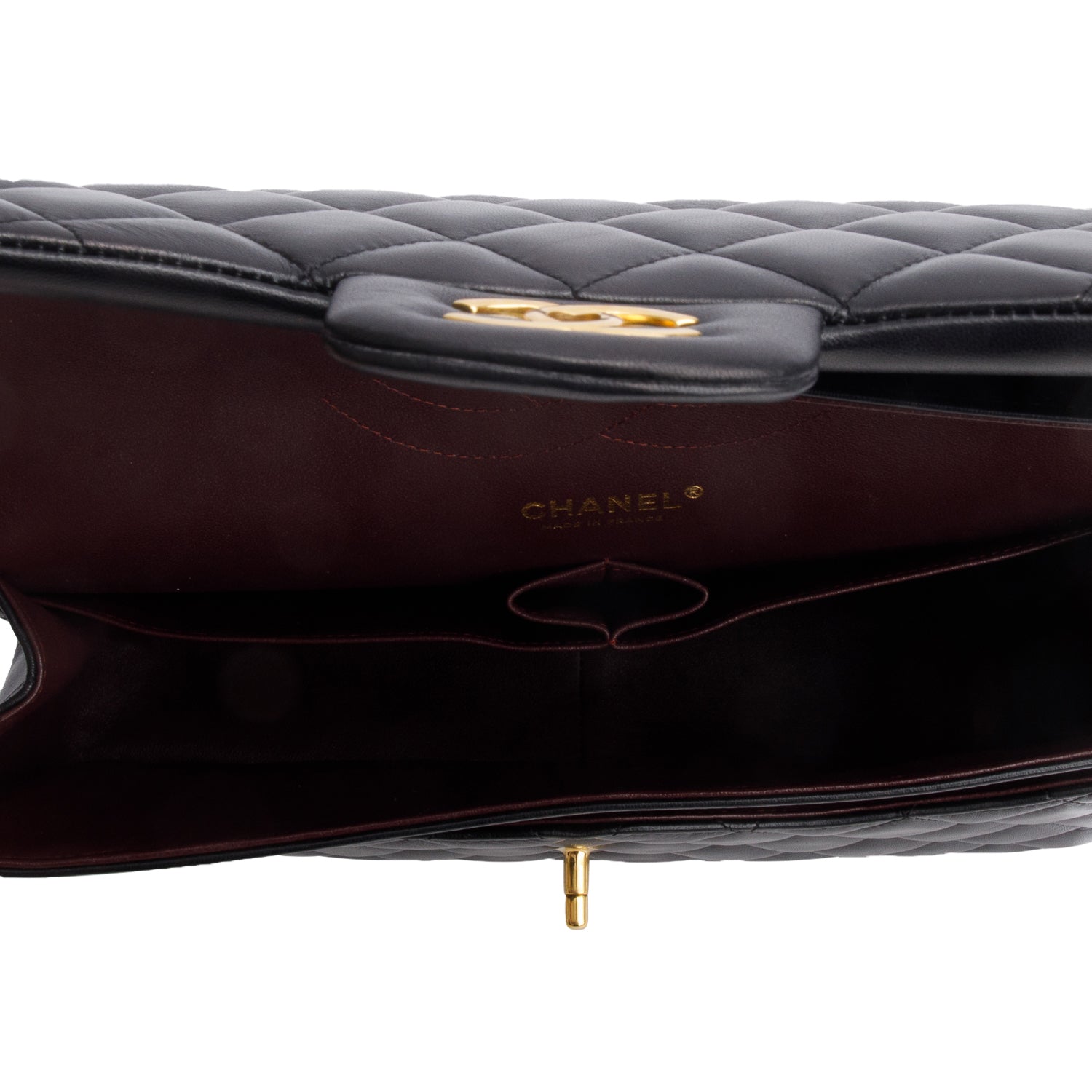 Chanel Black Lambskin Quilted Classic Jumbo Double Flap w/ Box, Authenticity Card & Receipt