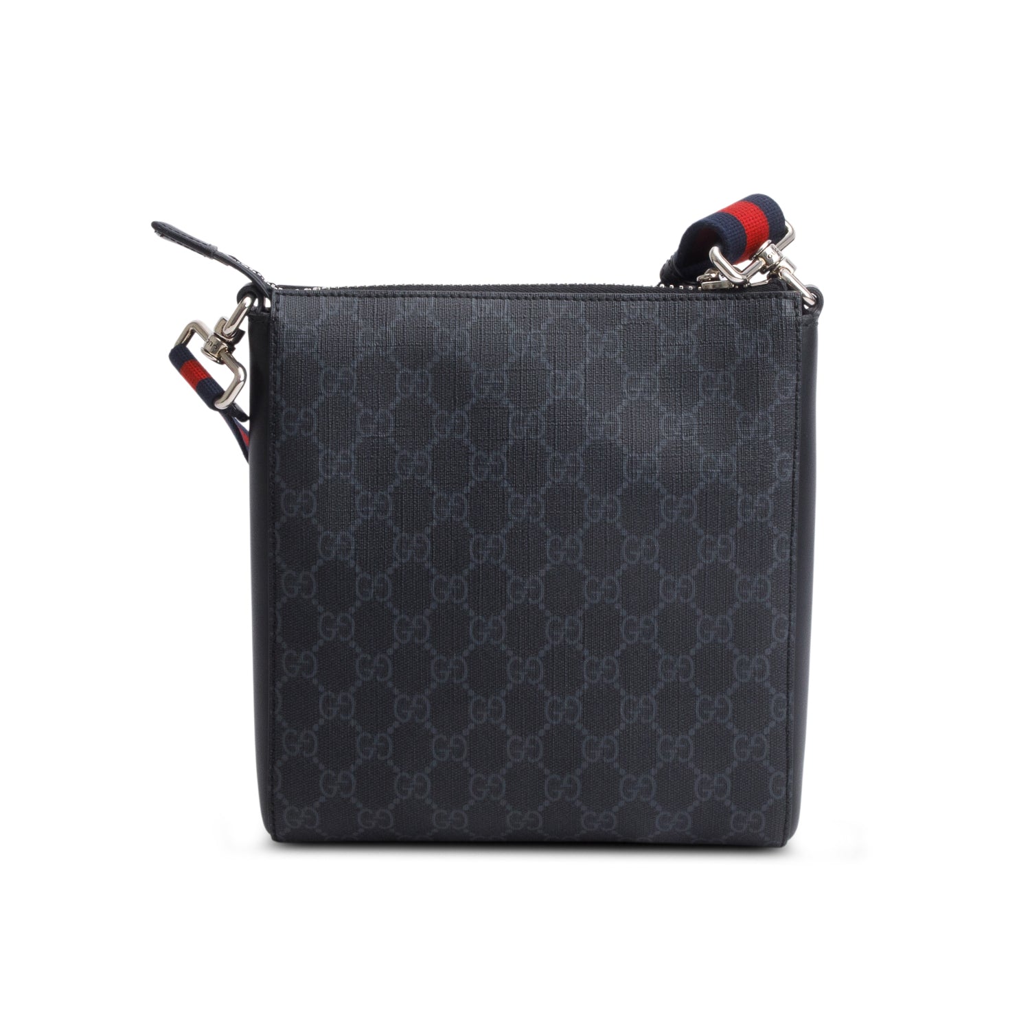 Gucci Black GG Supreme Canvas Calfskin Messenger Bag w/ Box