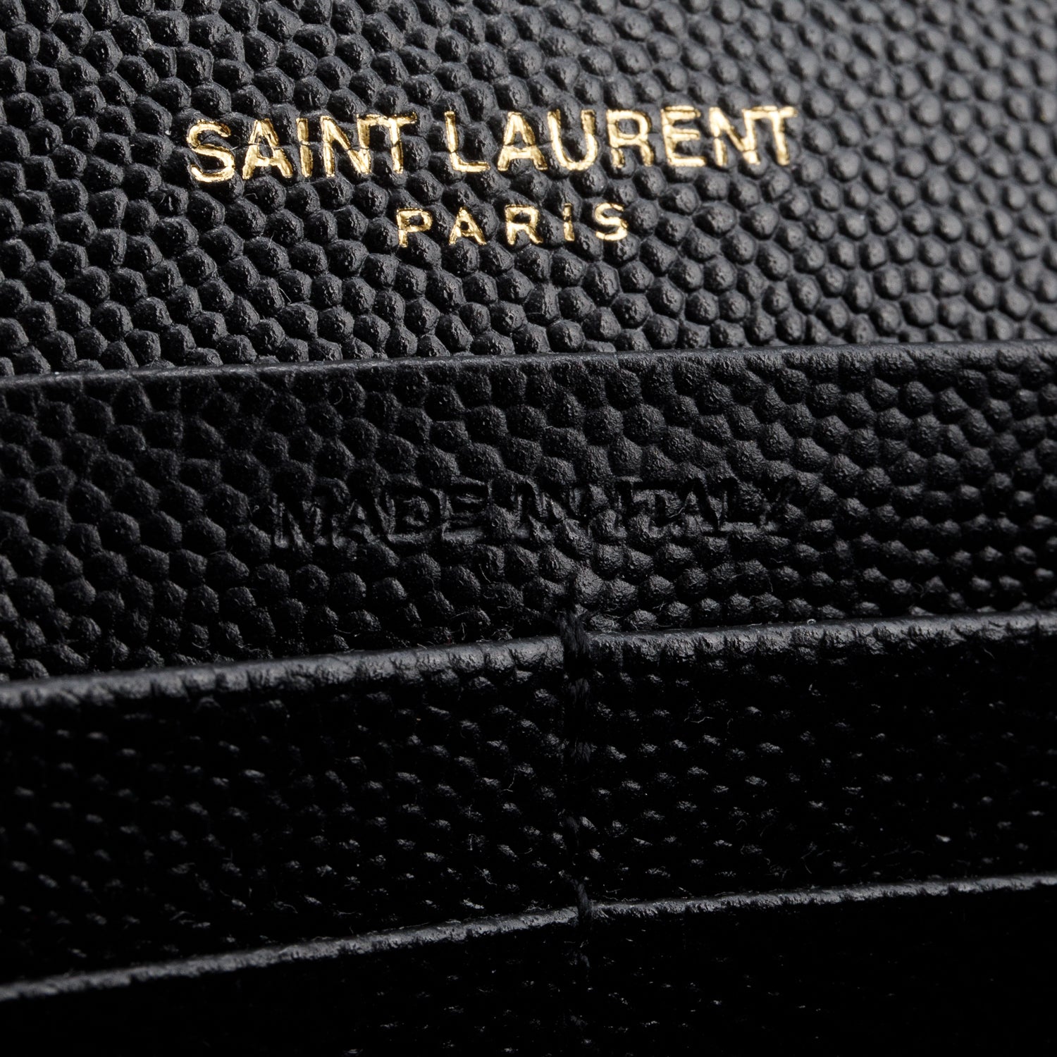 Saint Laurent 2022 Black Grain De Poudre Cassandre Envelope Chain Wallet