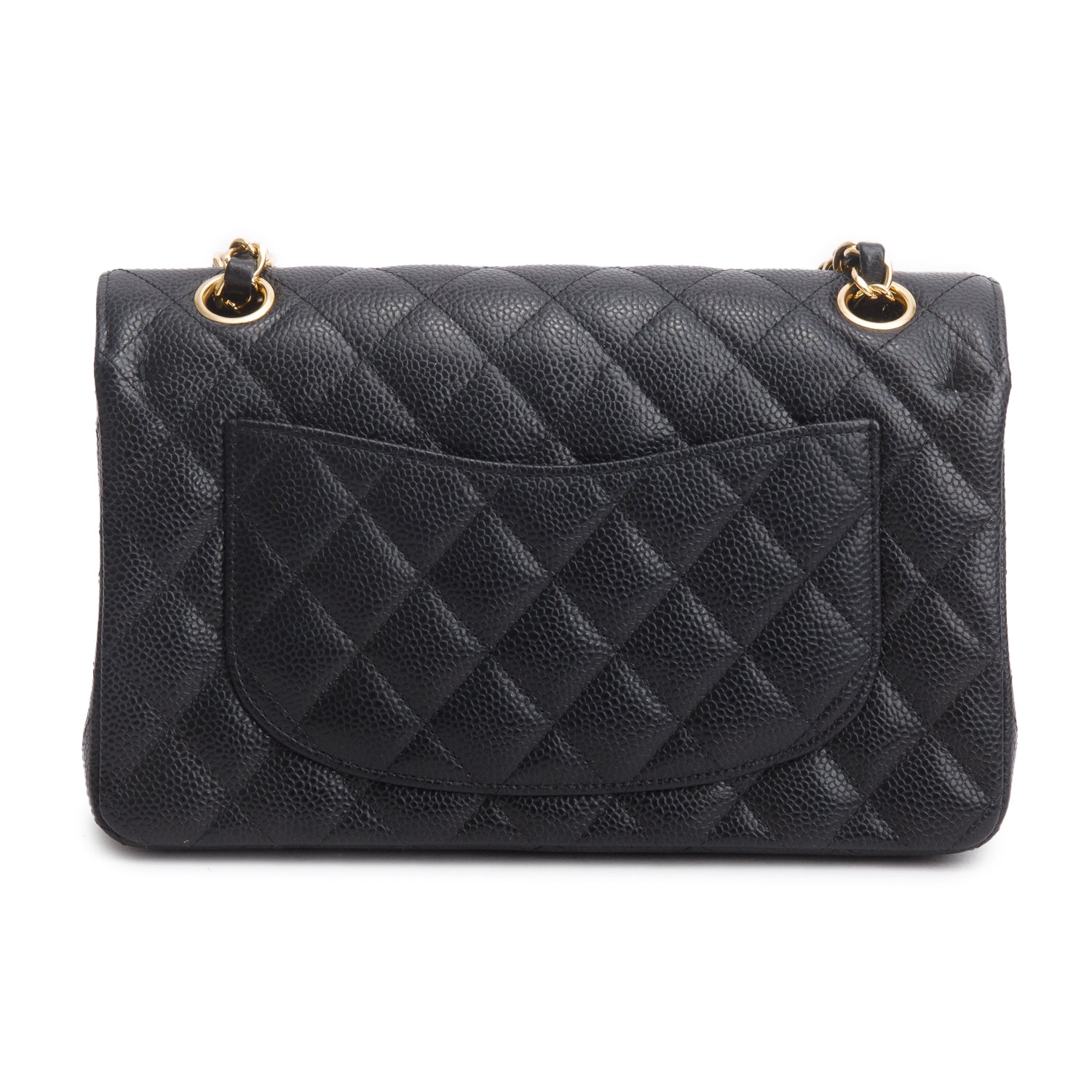 Chanel Black Quilted Caviar Leather Classic Small Double Flap Bag w/ Box & Authenticity Card