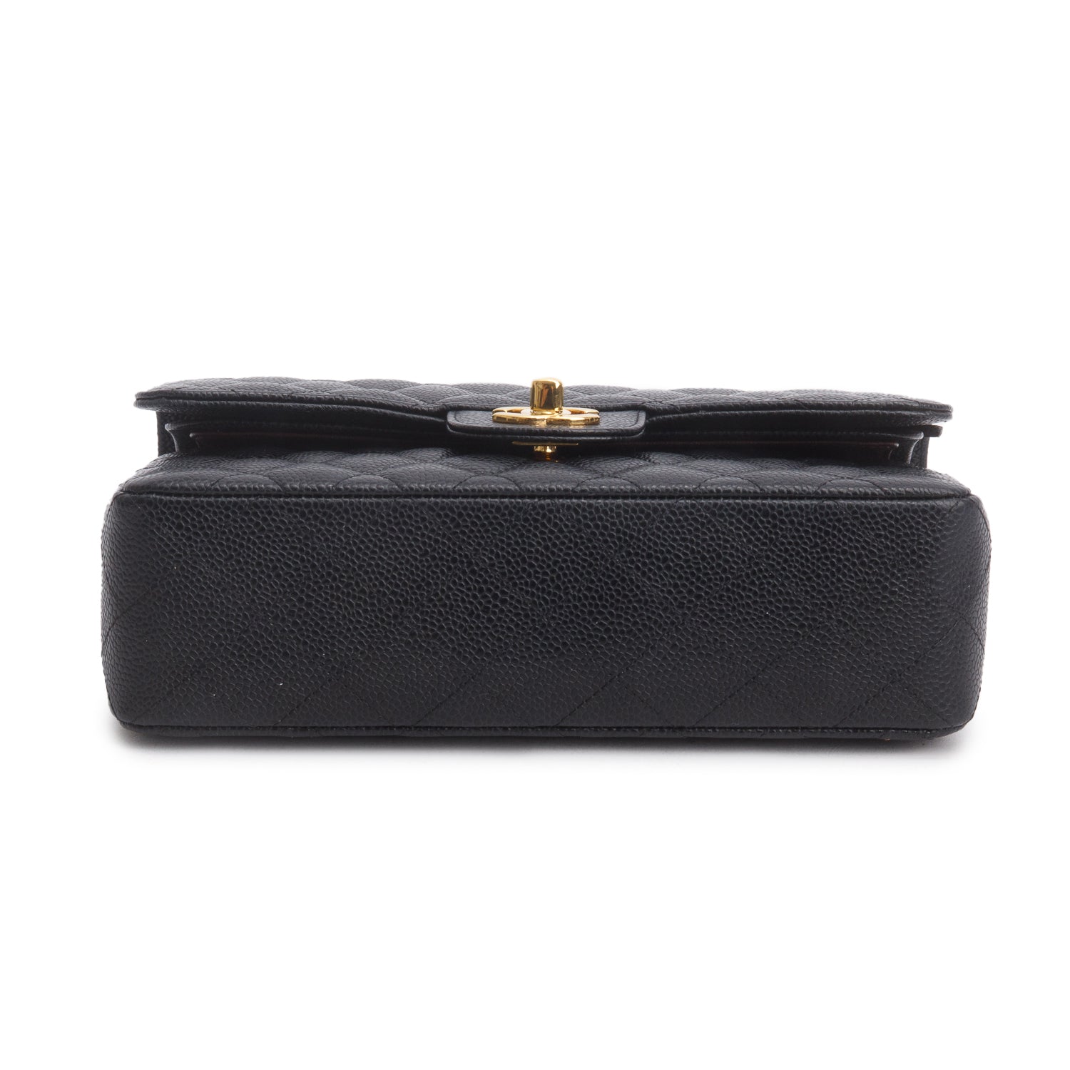 Chanel Black Quilted Caviar Leather Classic Small Double Flap Bag w/ Box & Authenticity Card