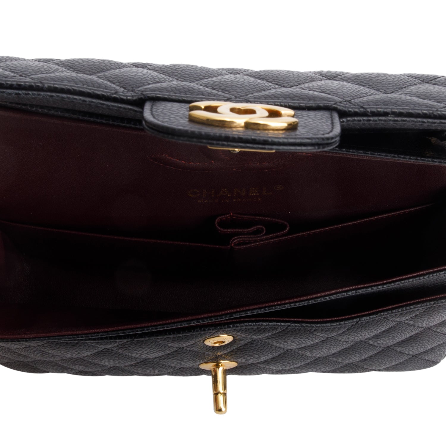 Chanel Black Quilted Caviar Leather Classic Small Double Flap Bag w/ Box & Authenticity Card