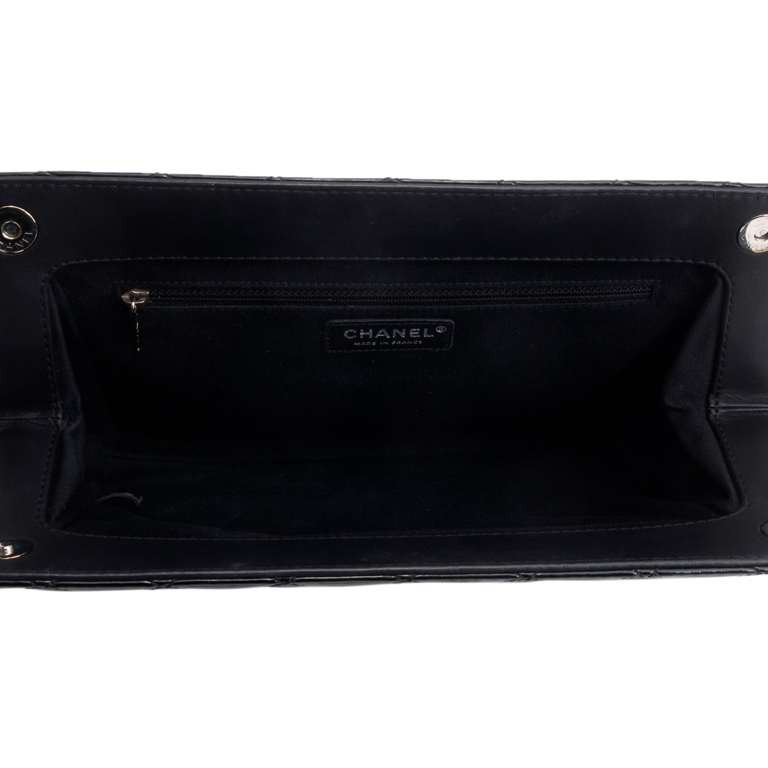 Chanel Black Patent Leather Quilted Timeless Clutch w/ Authenticity Card
