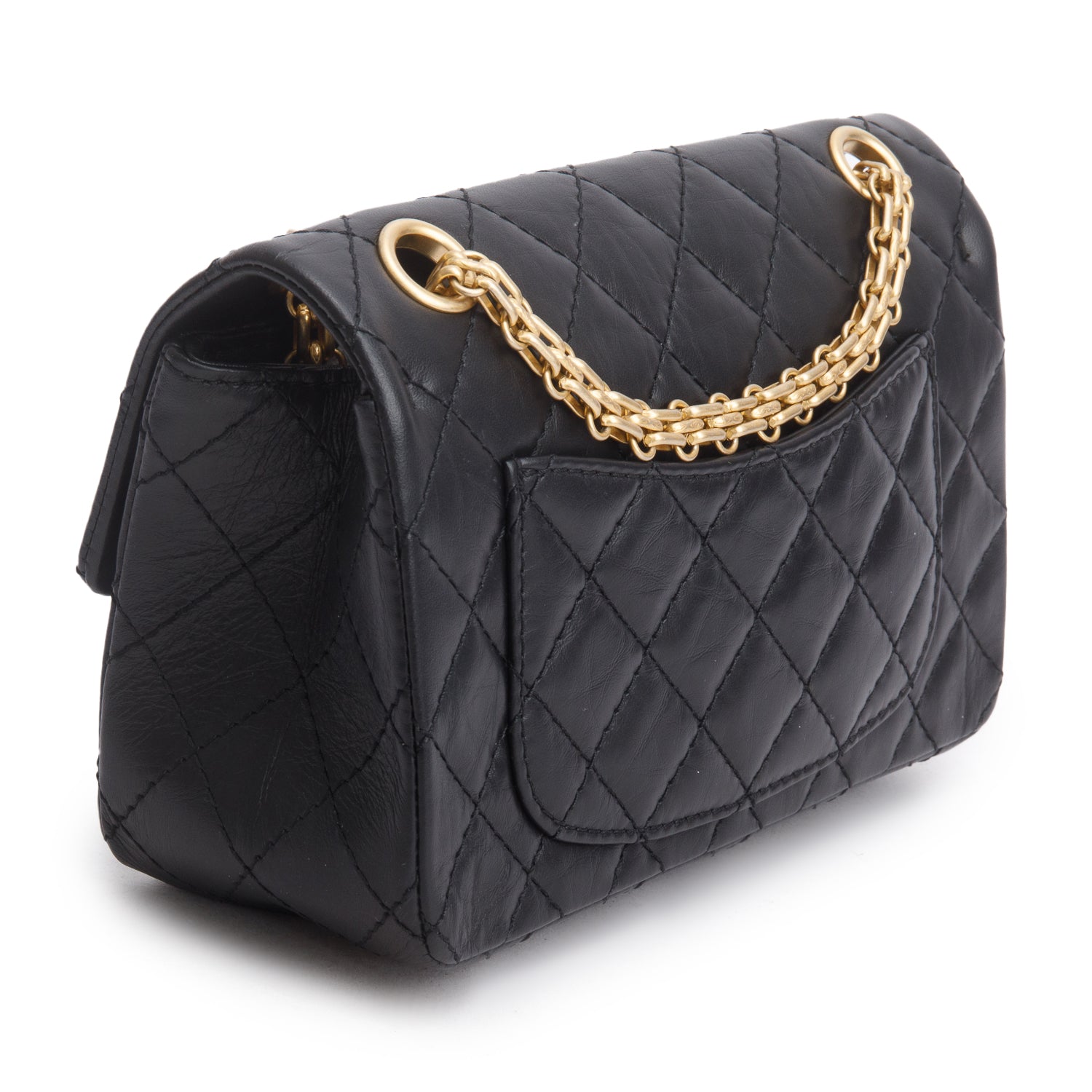 Chanel Black Quilted Aged Calfskin Leather Mini 2.55 Reissue Flap Bag