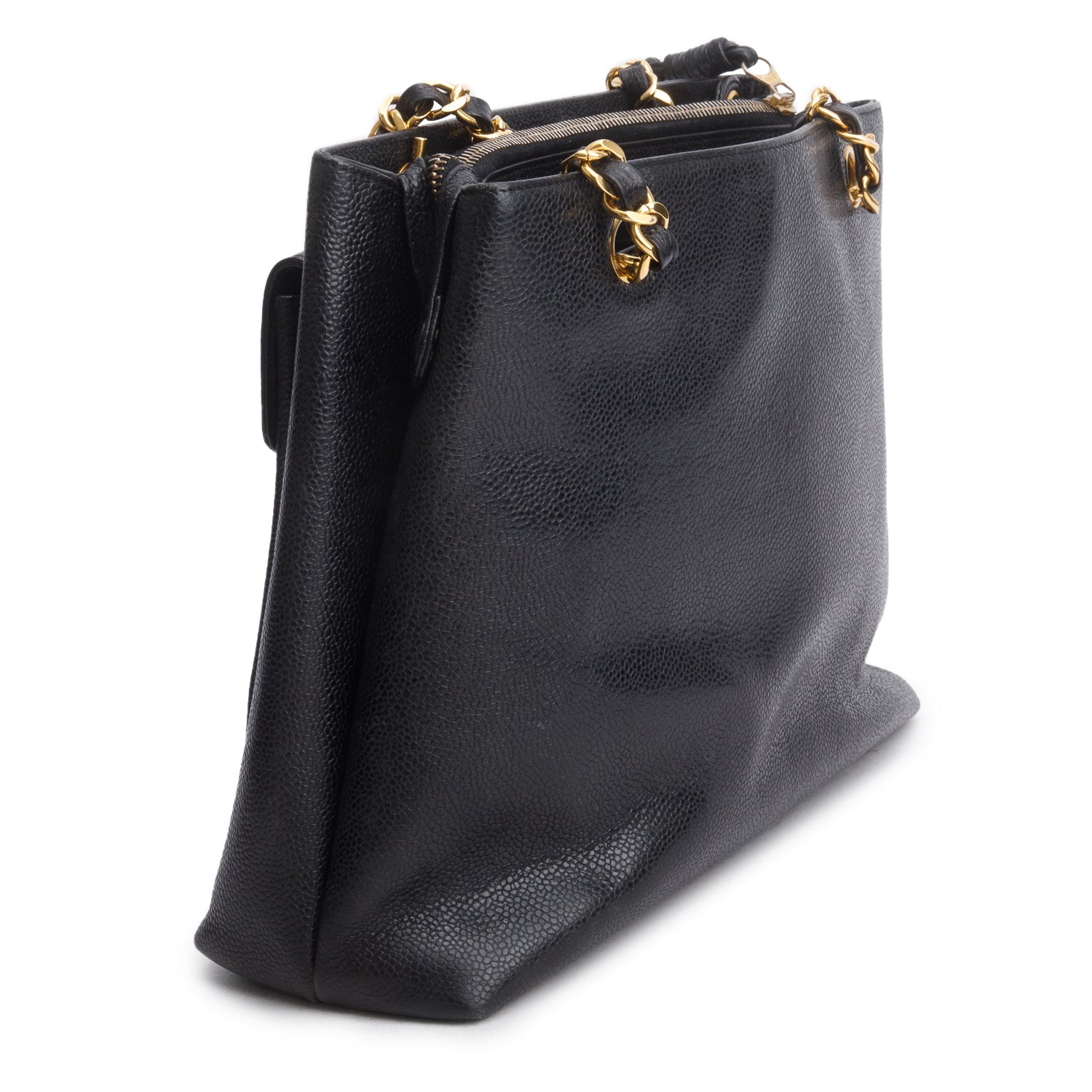 Chanel Vintage Black Caviar CC Shoulder Bag w/ Authenticity Card