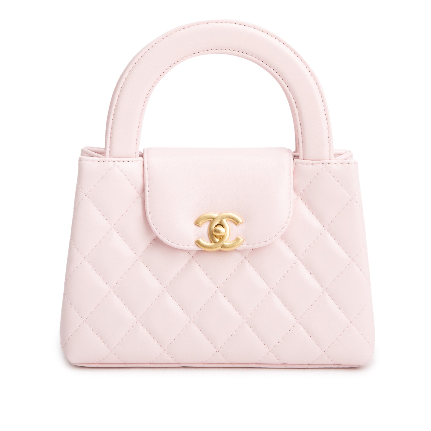 Chanel Pink Shiny Age Calfskin Quilted Nano Kelly Shopper