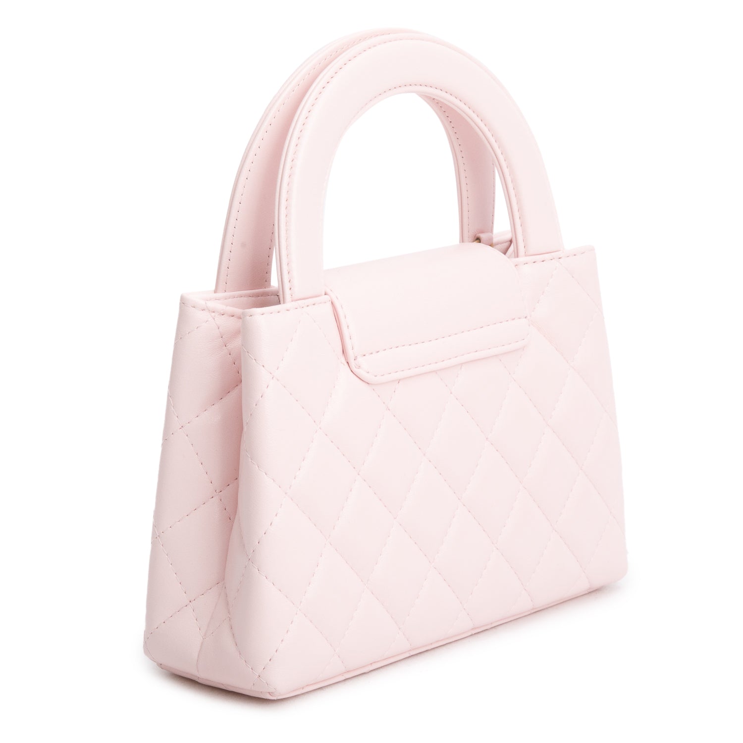 Chanel Pink Shiny Age Calfskin Quilted Nano Kelly Shopper