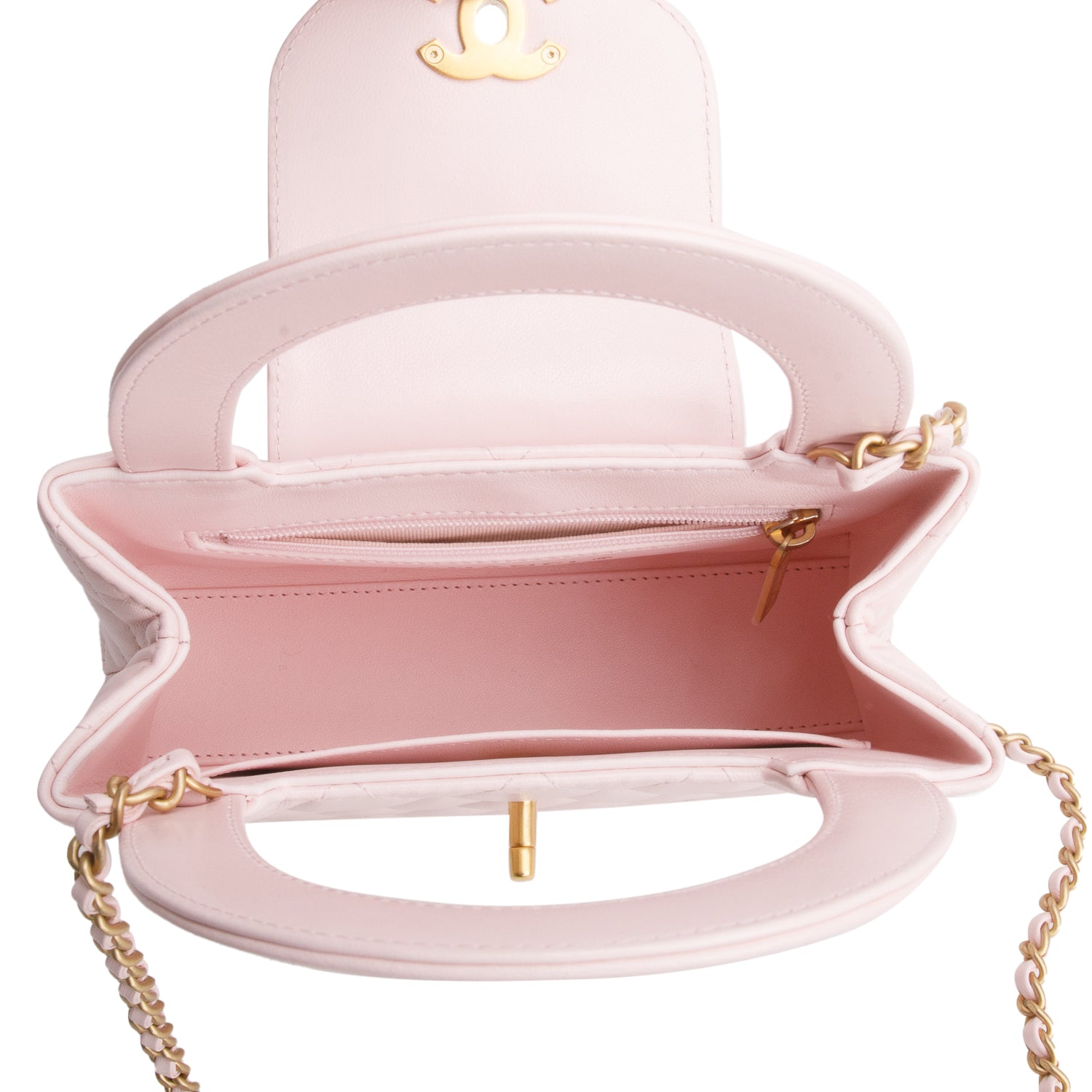 Chanel Pink Shiny Age Calfskin Quilted Nano Kelly Shopper