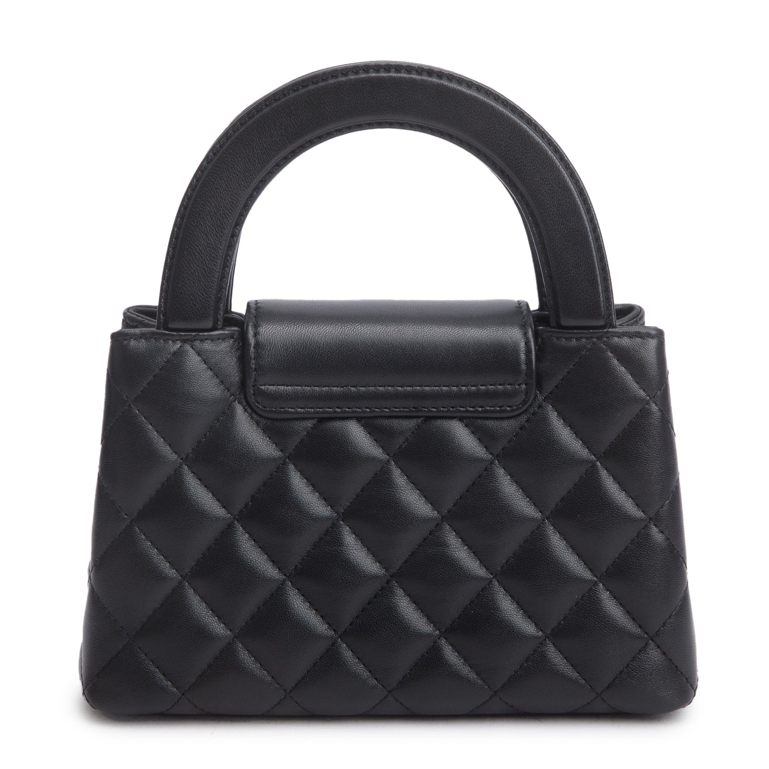 Chanel Black Shiny Age Calfskin Quilted Nano Kelly Shopper
