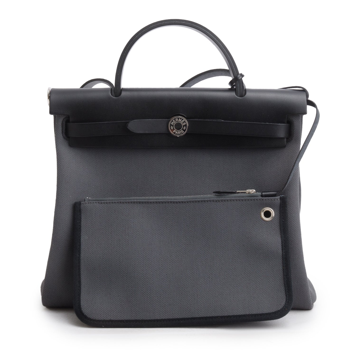 Hermes 2024 Noir/Vert Gris Military Toile Vache Hunter Herbag 31 Zip 31