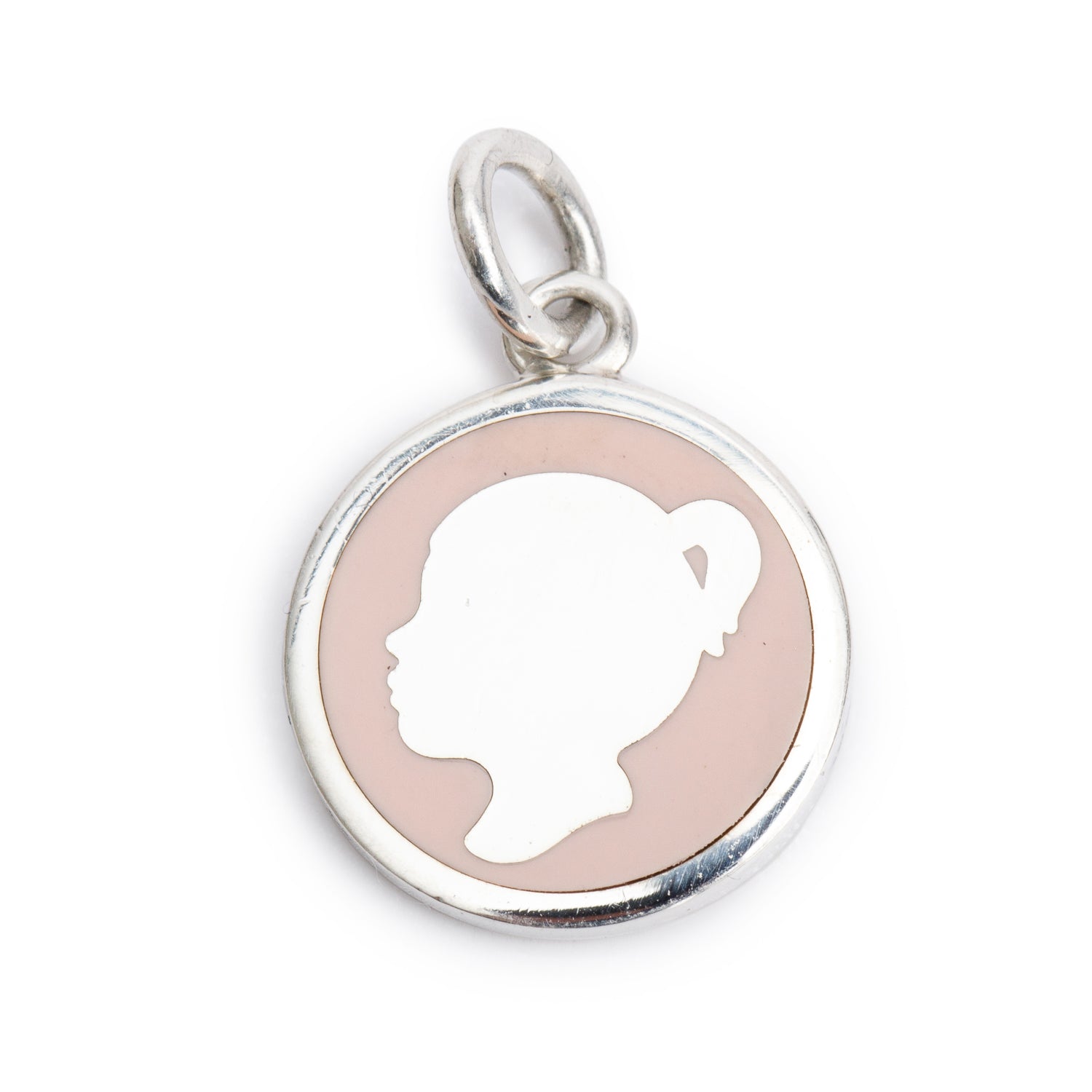 Tiffany & Co. Sterling Silver Pink Enamel Girl Tag Charm