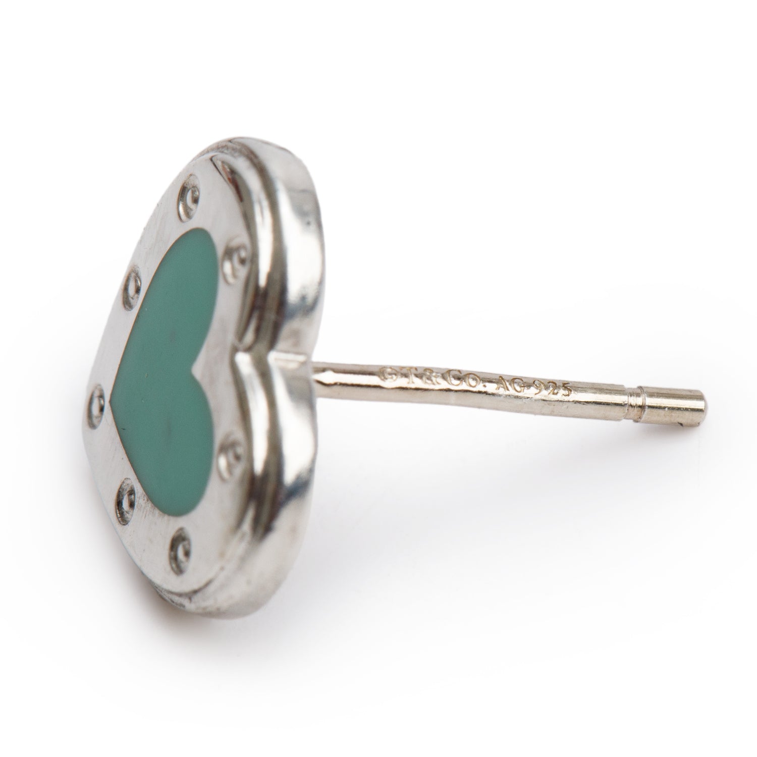 Tiffany & Co. Sterling Silver Love Tiffany Blue Enamel Mini Heart Stud Earrings