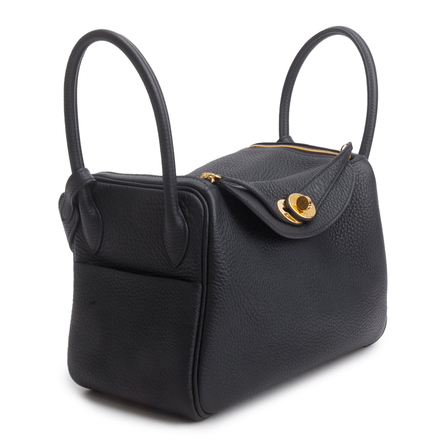 Hermes 2024 Noir Taurillon Clemence Leather Lindy 26