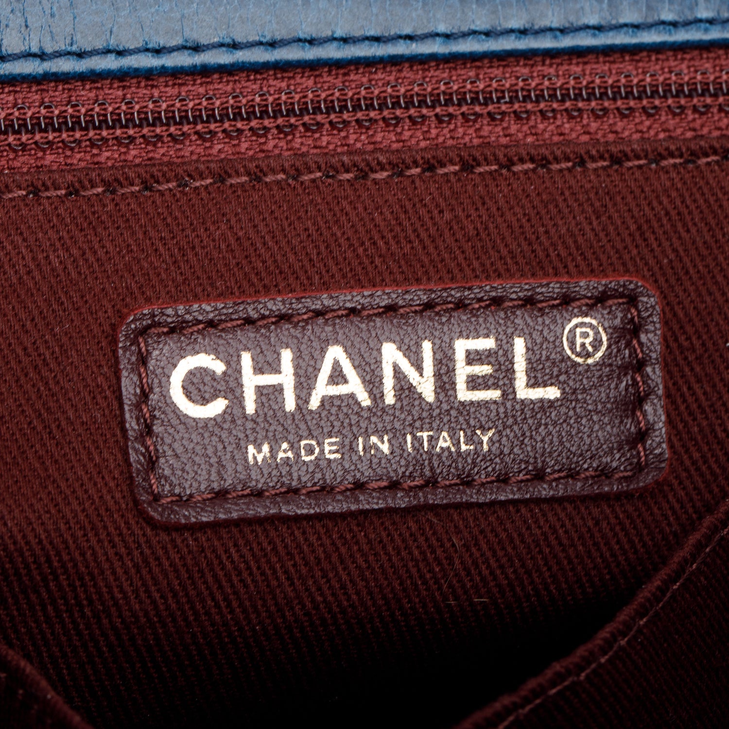 Chanel Blue Glazed Calfskin Castle Rock Medium Flap Bag w/ Authenticity Card