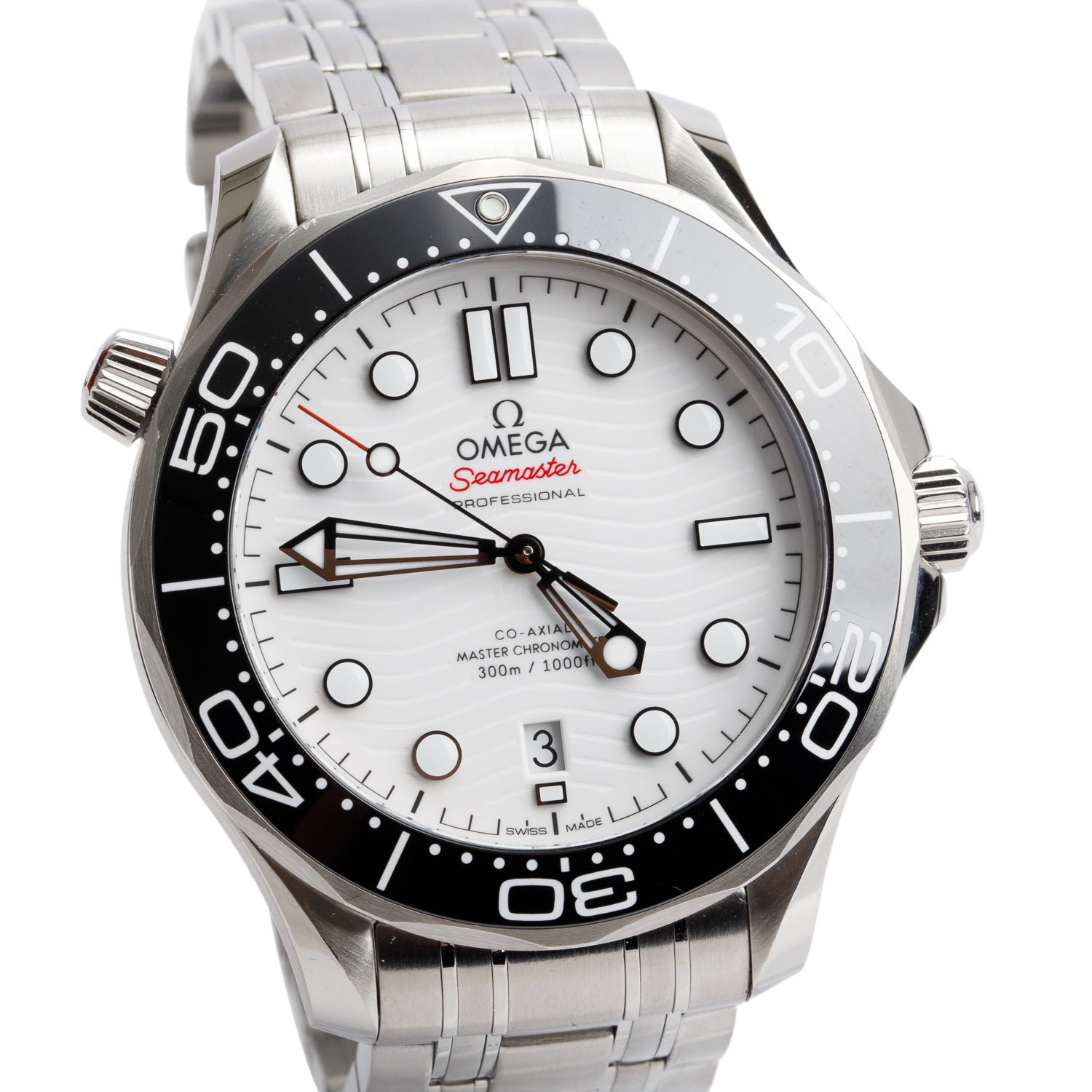 Omega Stainless Steel Seamaster Diver 300M 42 MM Co-Axial Master Chronometer Automatic Watch White Dial w/ Box & Papers