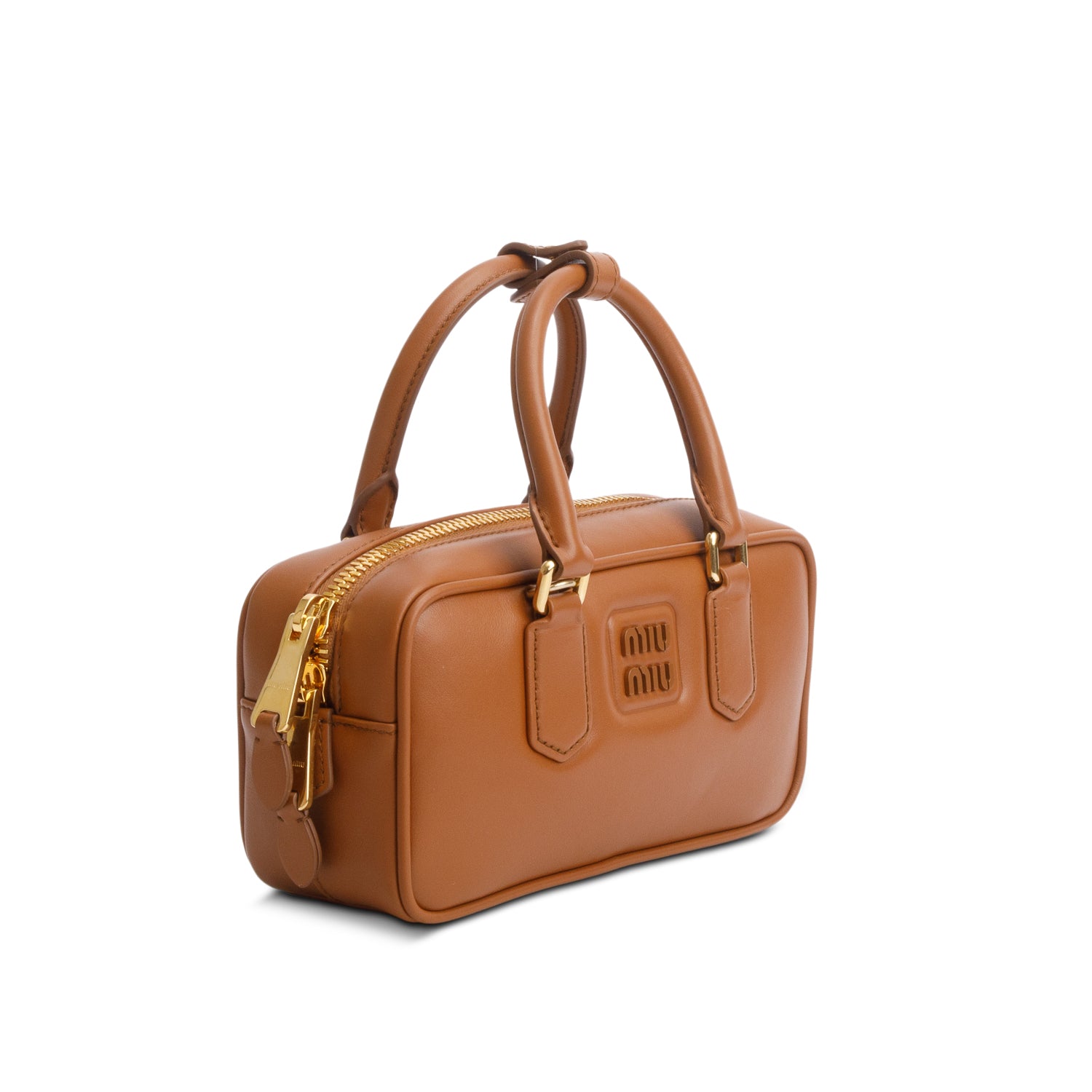 Miu Miu Brown Calfskin Arcadie Regular Top Handle Bag w/ Box & Strap