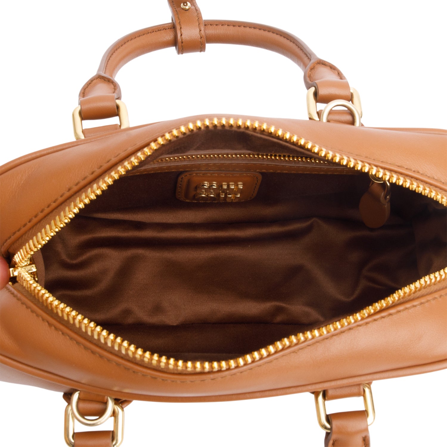 Miu Miu Brown Calfskin Arcadie Regular Top Handle Bag w/ Box & Strap