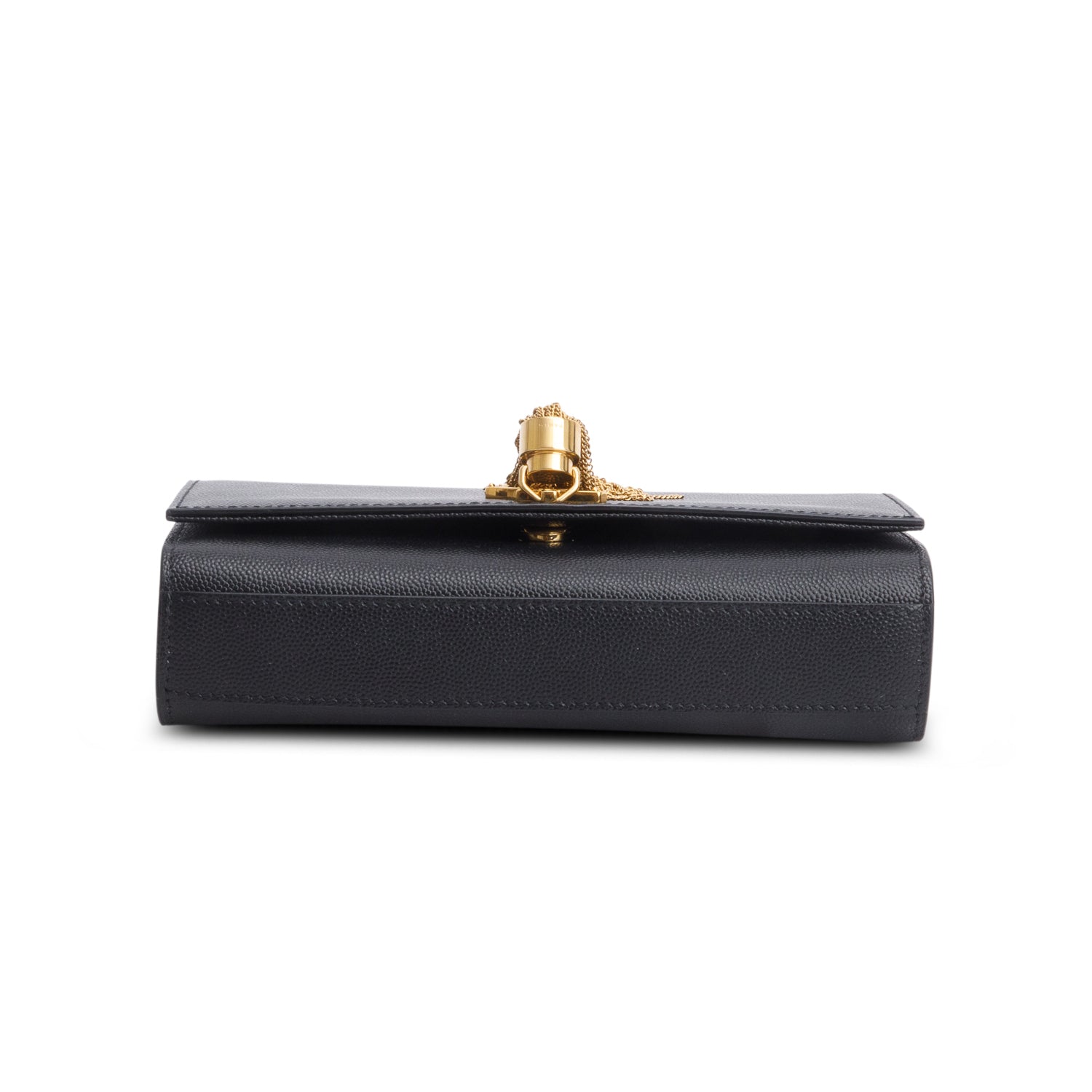 Saint Laurent 2021 Black Grain De Poudre Leather Small Kate Tassel Bag w/ Box