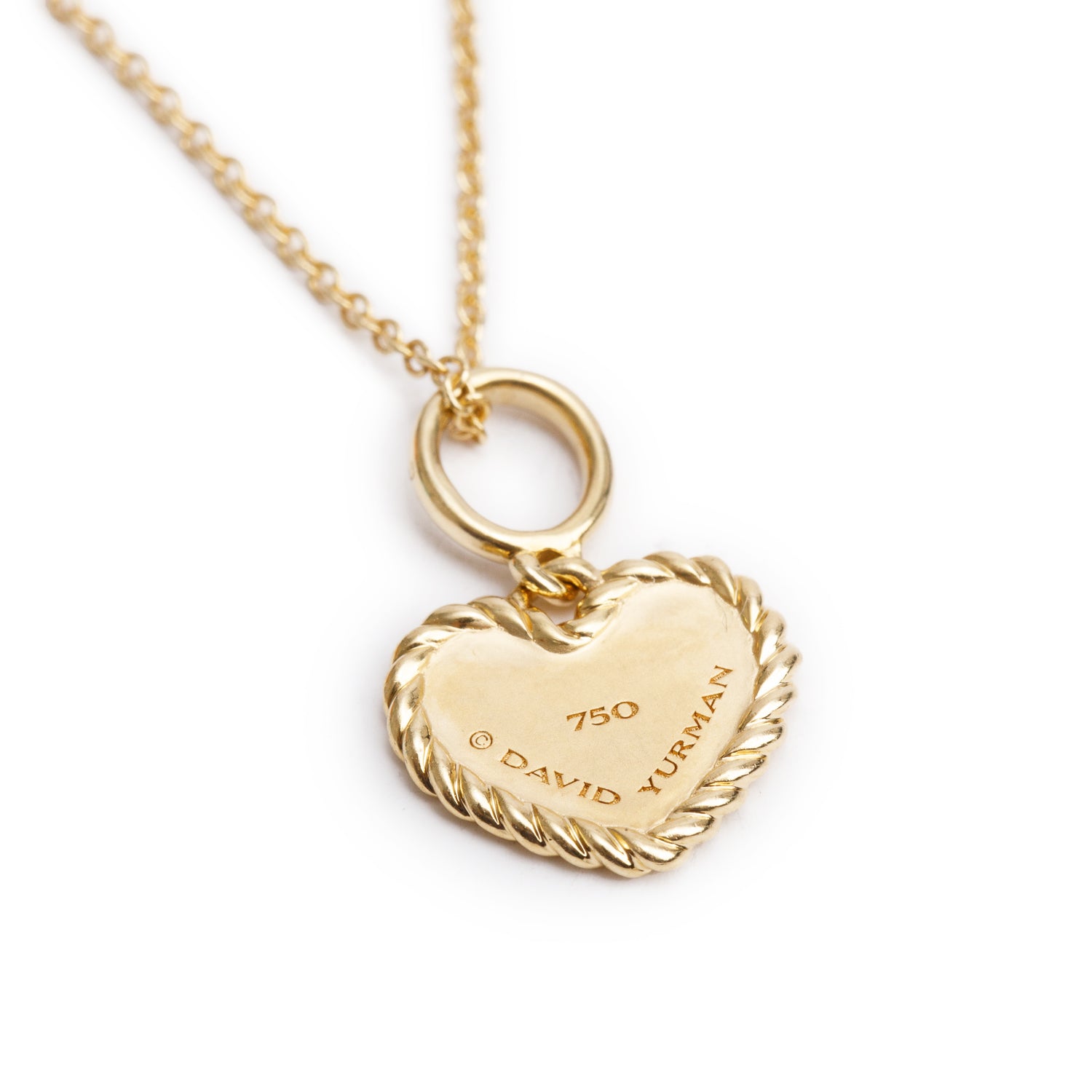 David Yurman 18k Yellow Gold Pave Diamond Cable Collectibles Heart Pendant Necklace