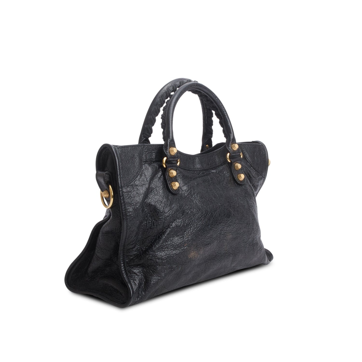 Balenciaga Black Agneau Leather Le City Medium Bag w/ Strap