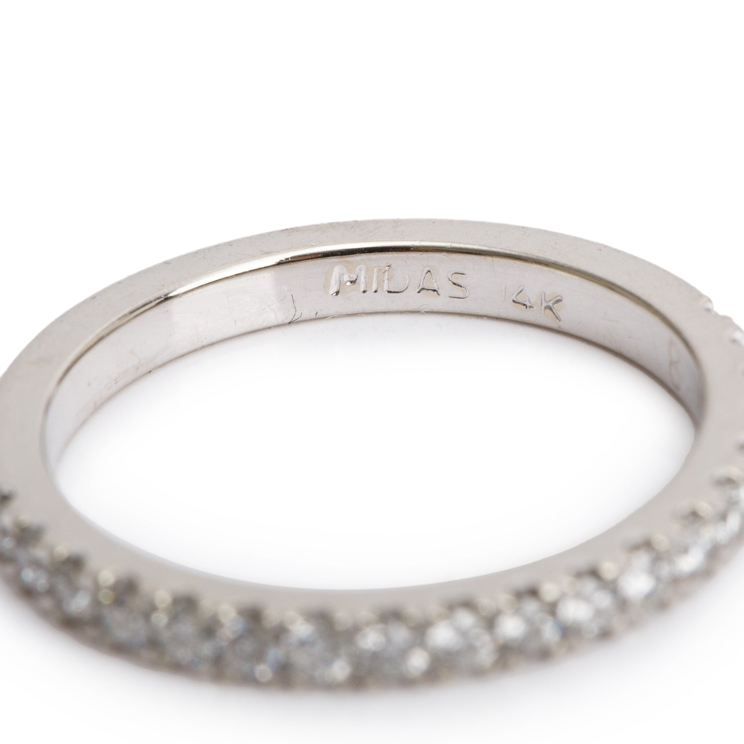 14k White Gold Diamond Band Ring, Size 5.75