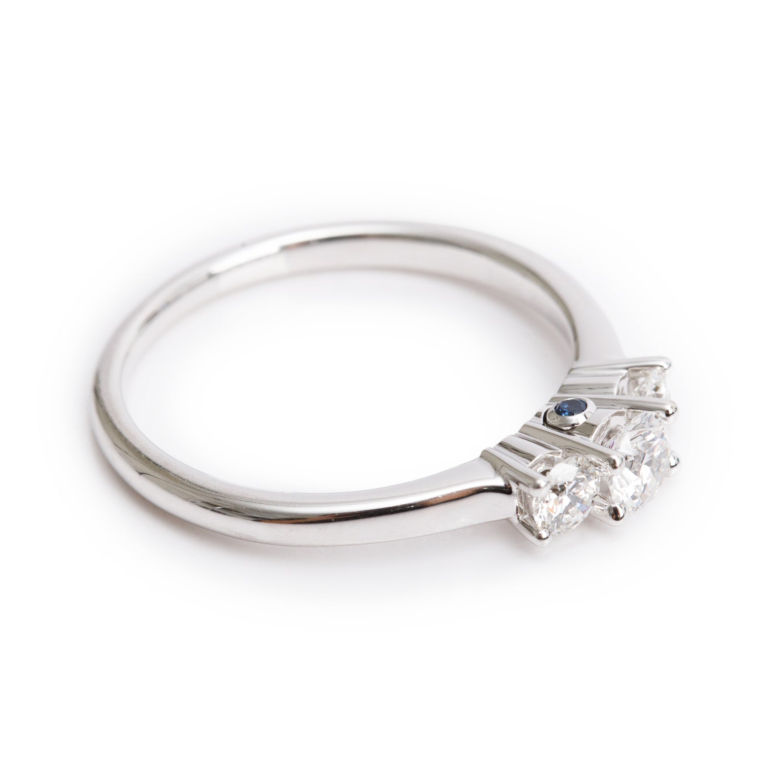 Birks 18k White Gold Diamond Three-Stone Ring, Size 6.5