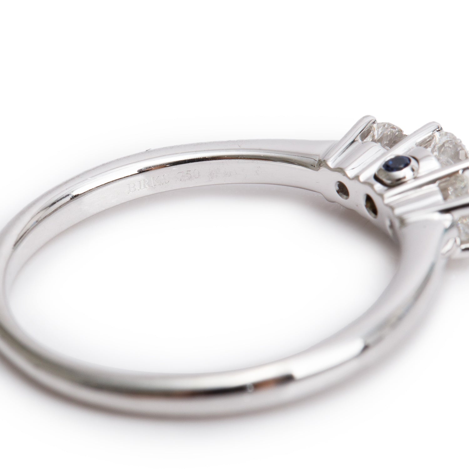 Birks 18k White Gold Diamond Three-Stone Ring, Size 6.5