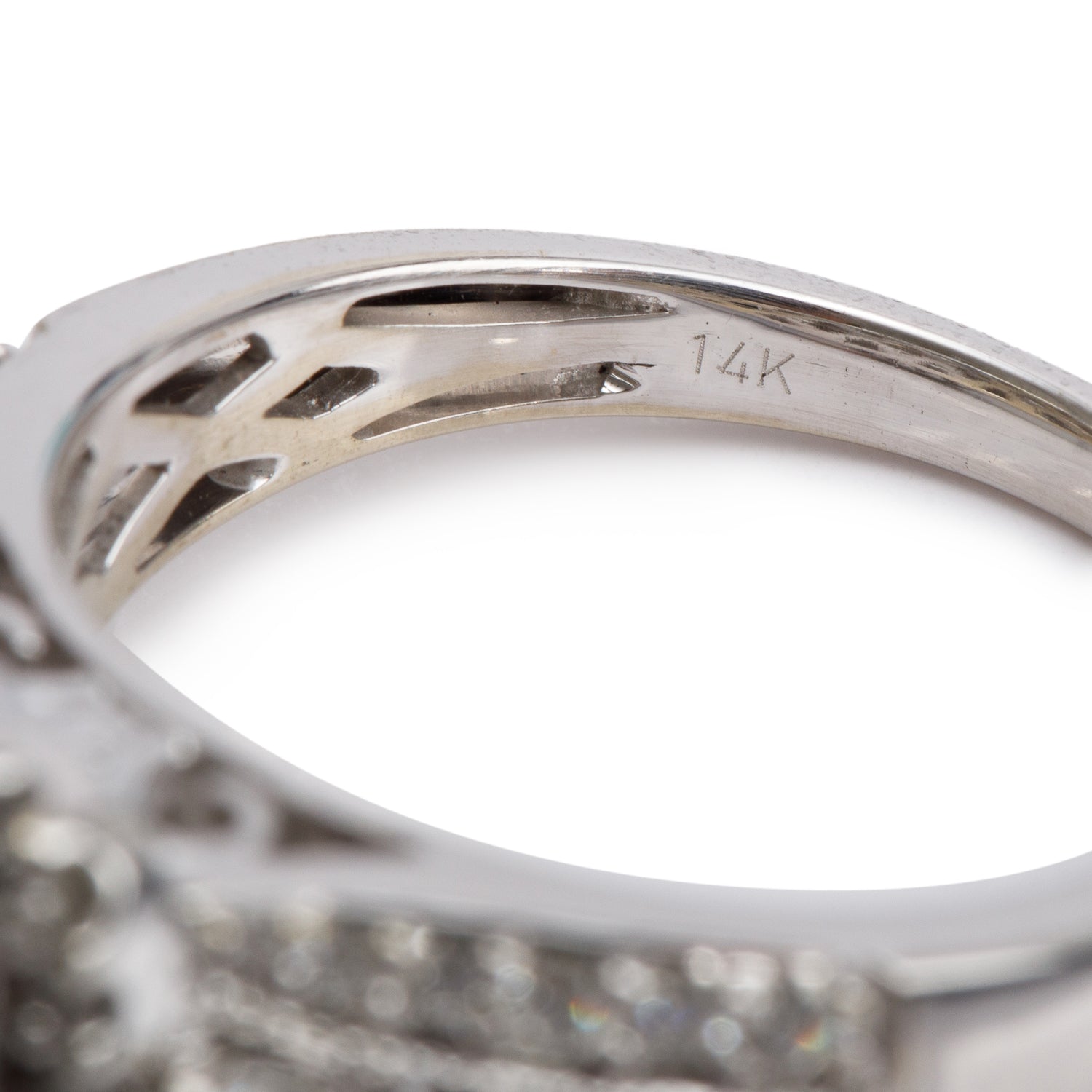 14k White Gold 1.27 tcw. Diamond Cluster Ring, Size 6.75
