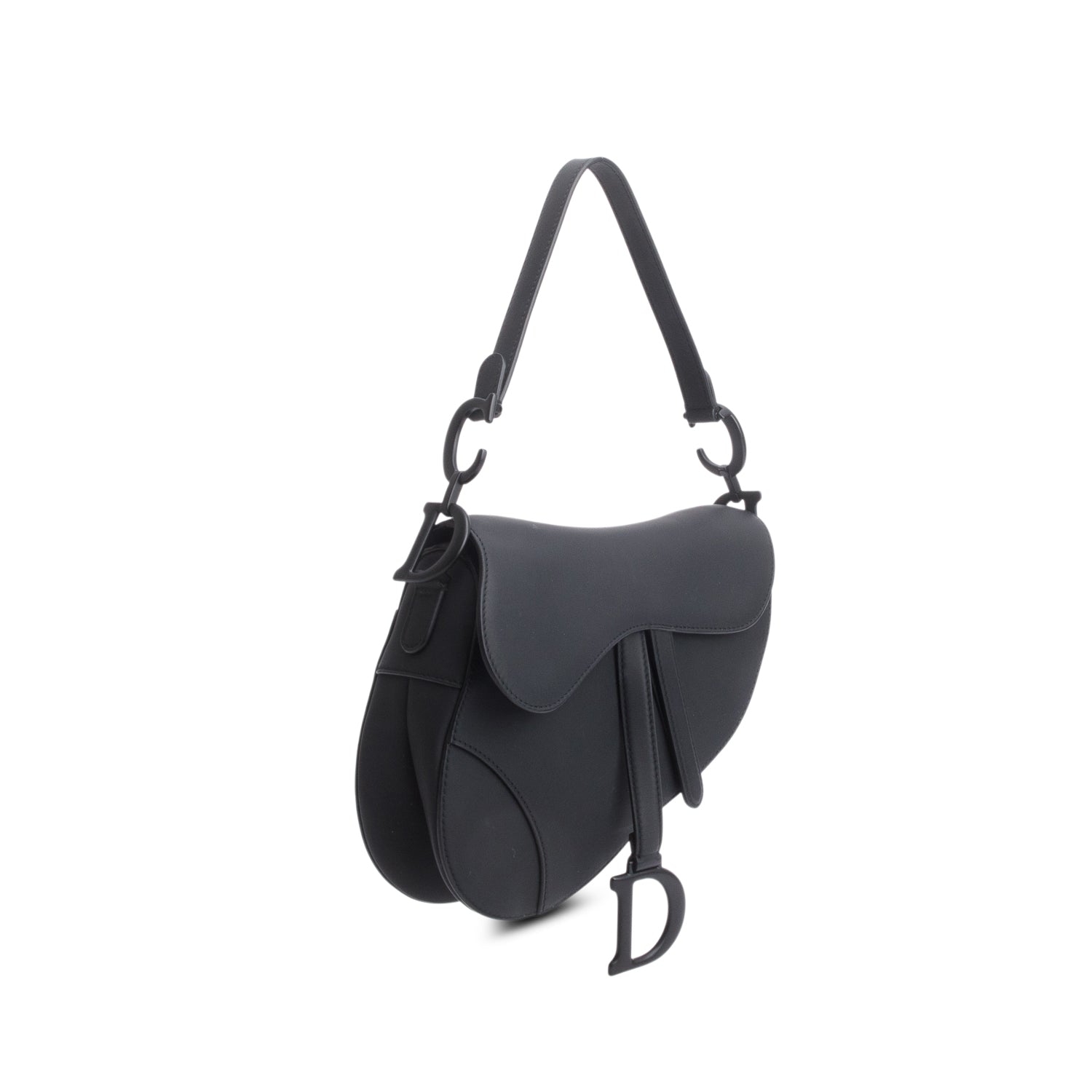 Christian Dior 2020 Black Ultramatte Calfskin Leather Medium Saddle Bag