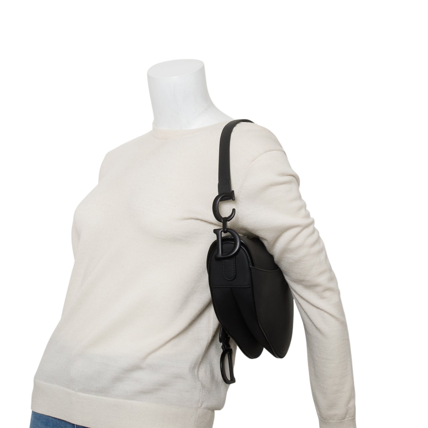 Christian Dior 2020 Black Ultramatte Calfskin Leather Medium Saddle Bag