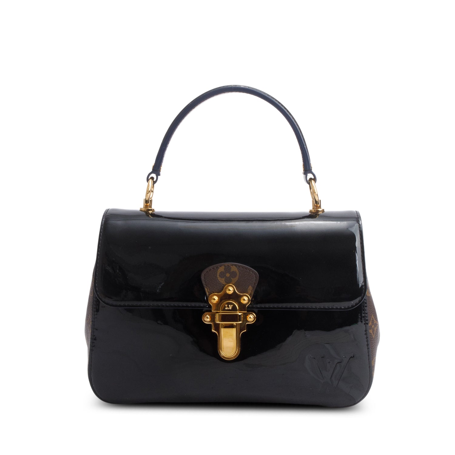 Louis Vuitton Black Patent Calfskin Monogram Cherrywood PM w/ Strap