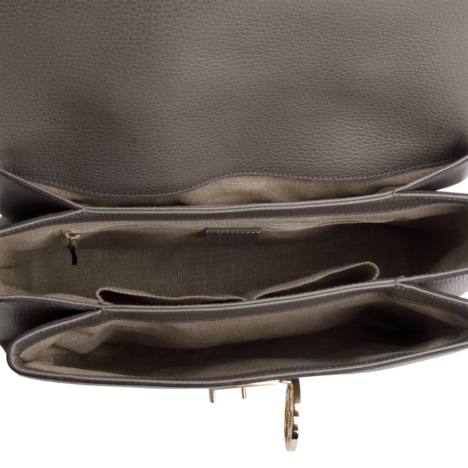 Gucci Grey Dollar Calfskin Interlocking G Top Handle Shoulder Bag w/ Box