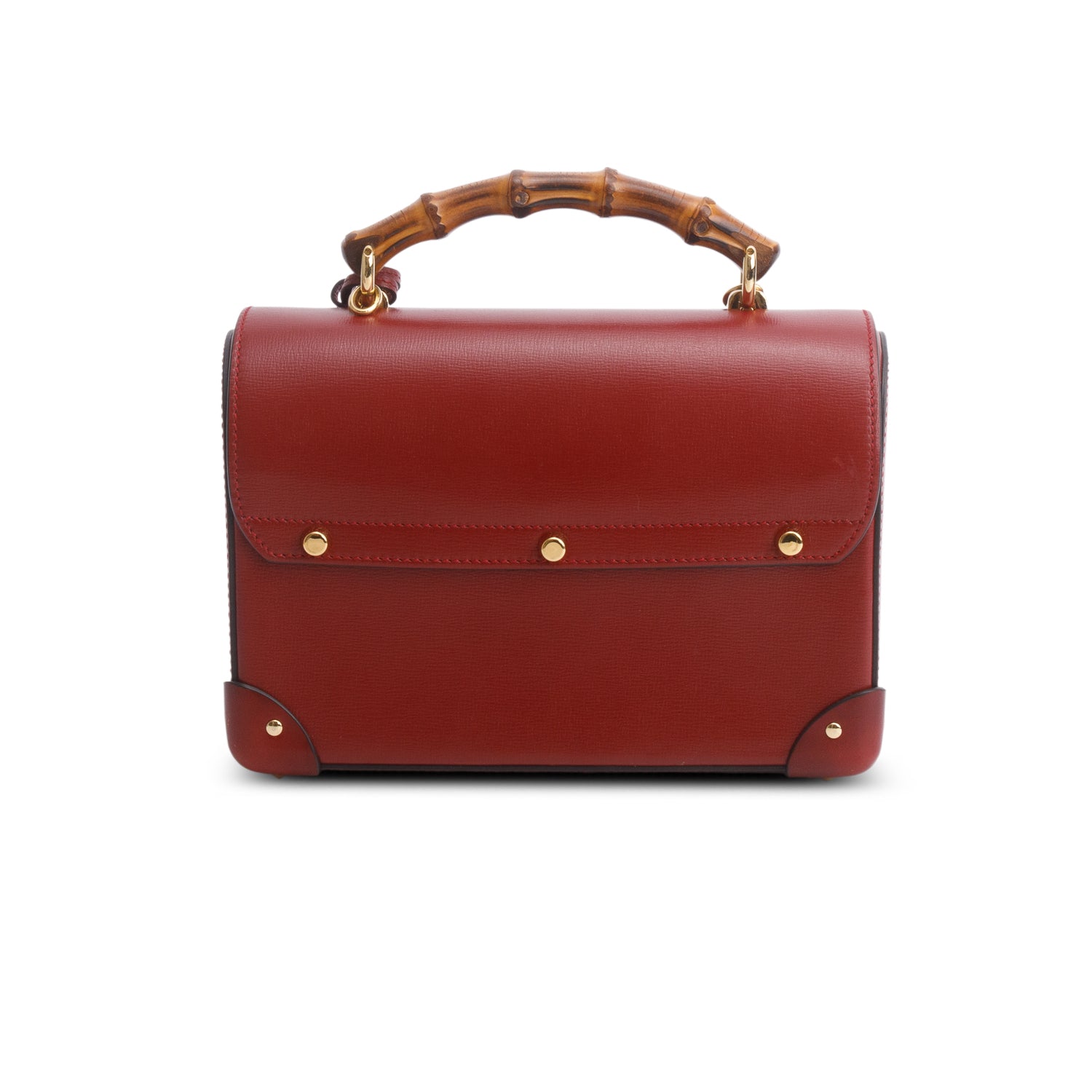 Gucci Red Azalea Calfskin Small Padlock Bamboo Shoulder Bag w/ Strap