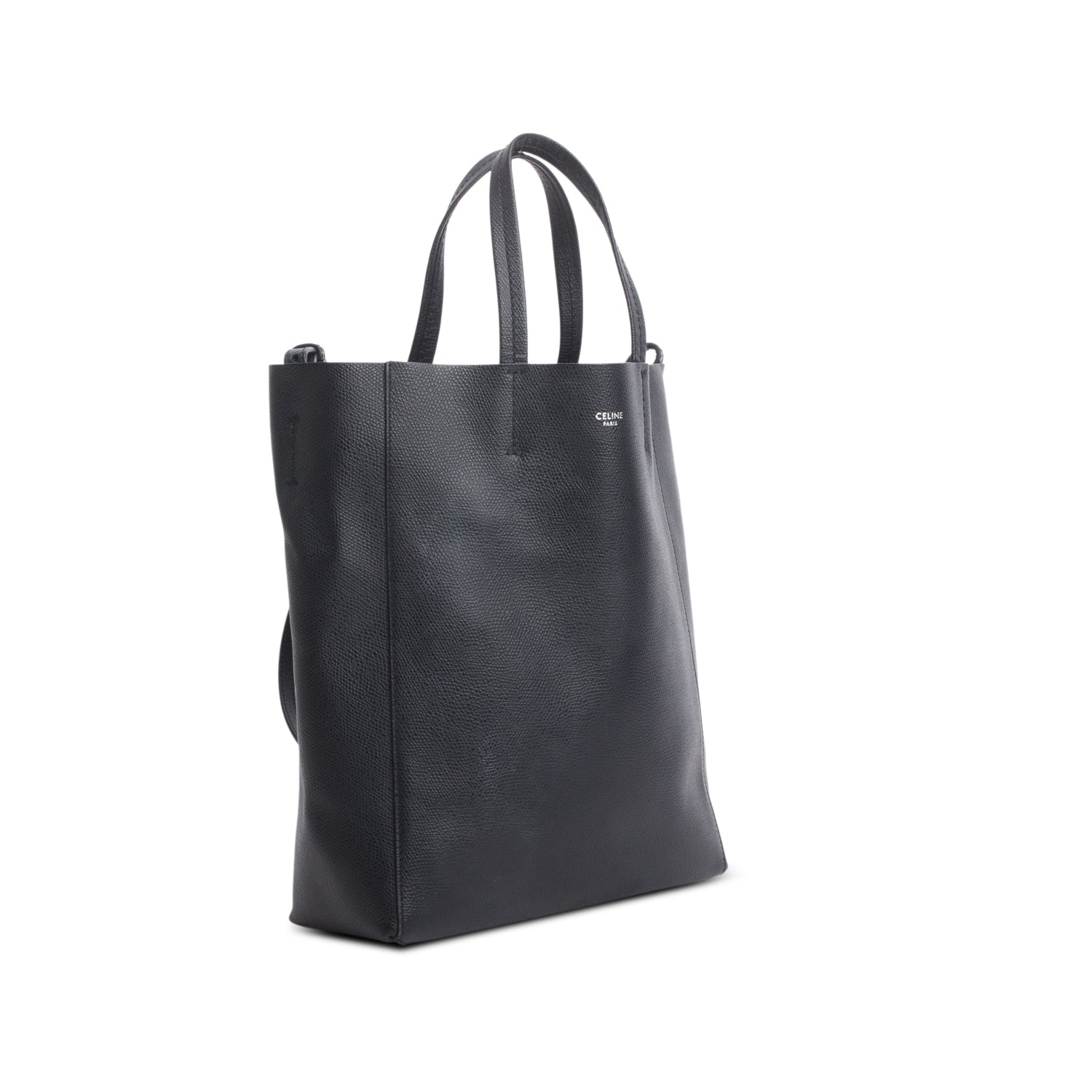 Celine Black Grained Calfskin Small Vertical Cabas Tote w/ Strap