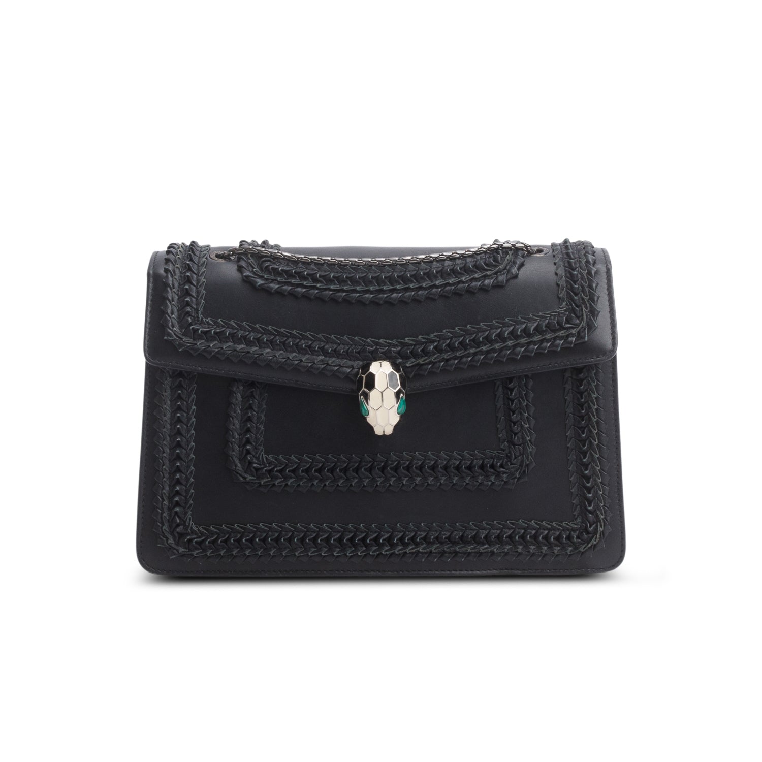 Bulgari Black Calfskin Plisse Serpenti Forever Crossbody Bag