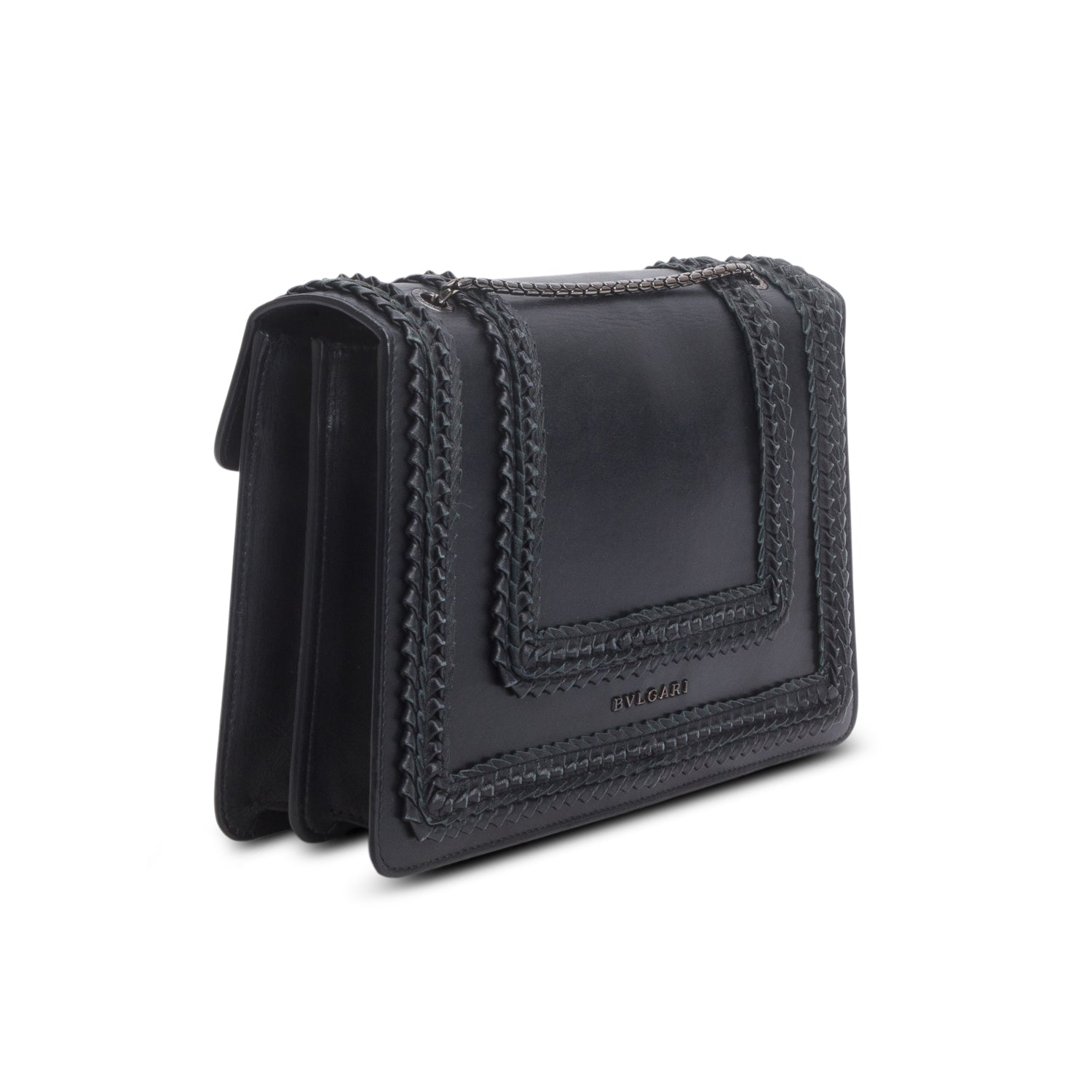 Bulgari Black Calfskin Plisse Serpenti Forever Crossbody Bag