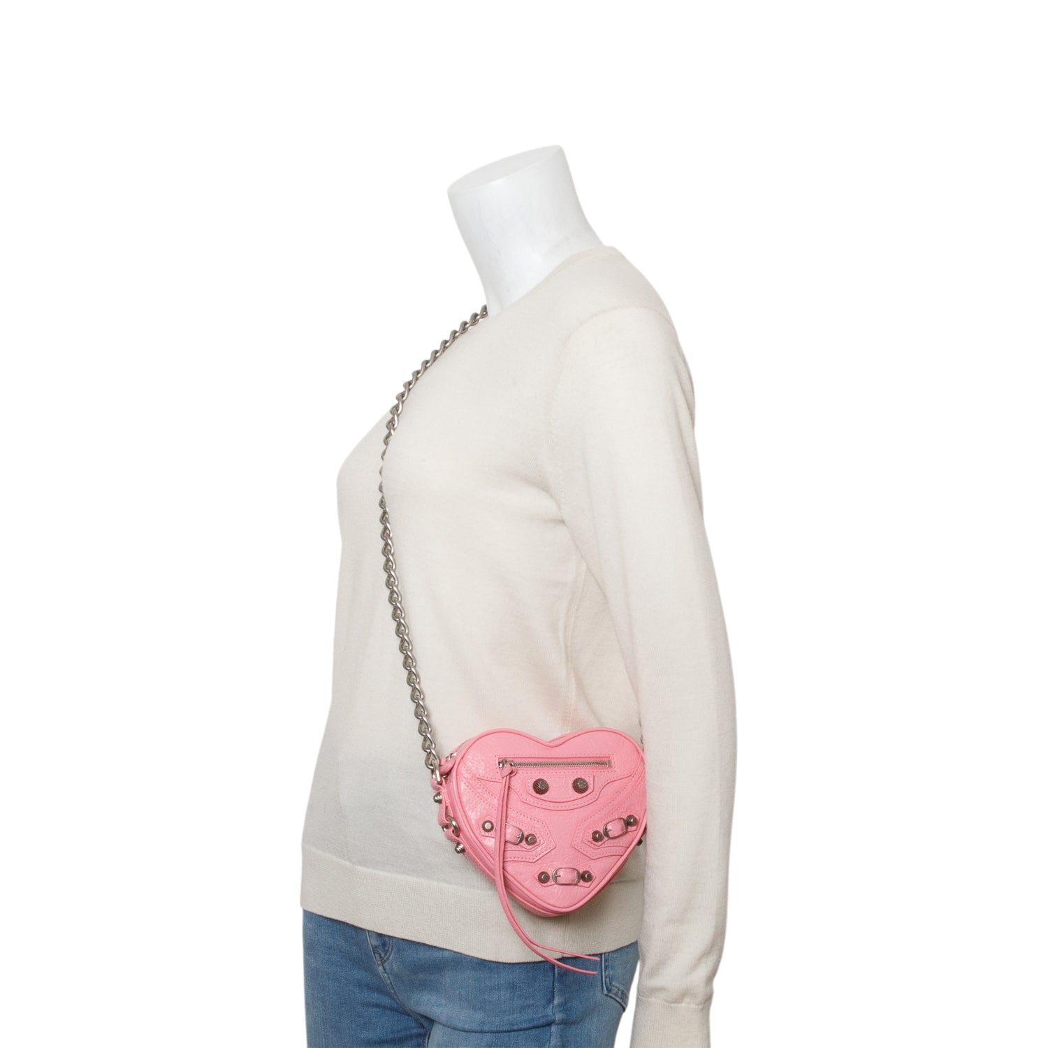 Balenciaga Pink Extra Supple Calfskin Le Cagole Mini Heart Bag