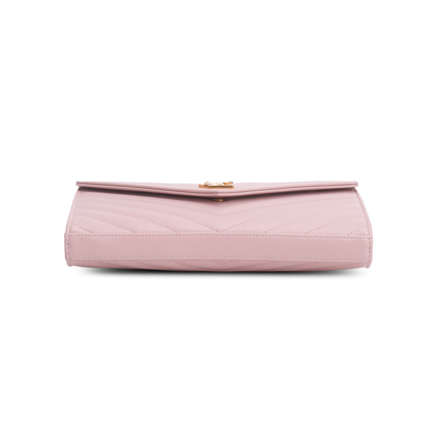 Saint Laurent Pink Grain De Poudre Cassandre Envelope Chain Wallet