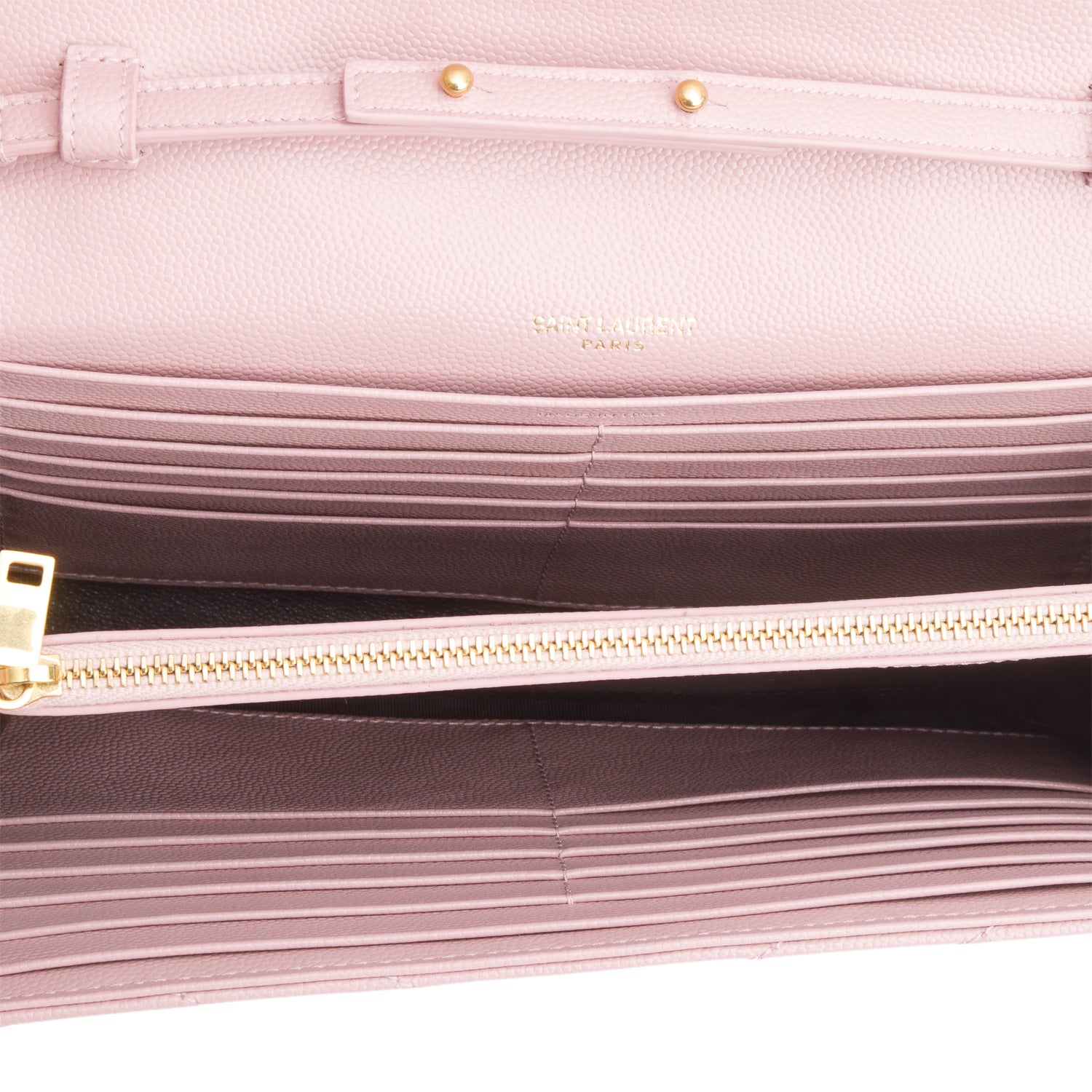 Saint Laurent Pink Grain De Poudre Cassandre Envelope Chain Wallet