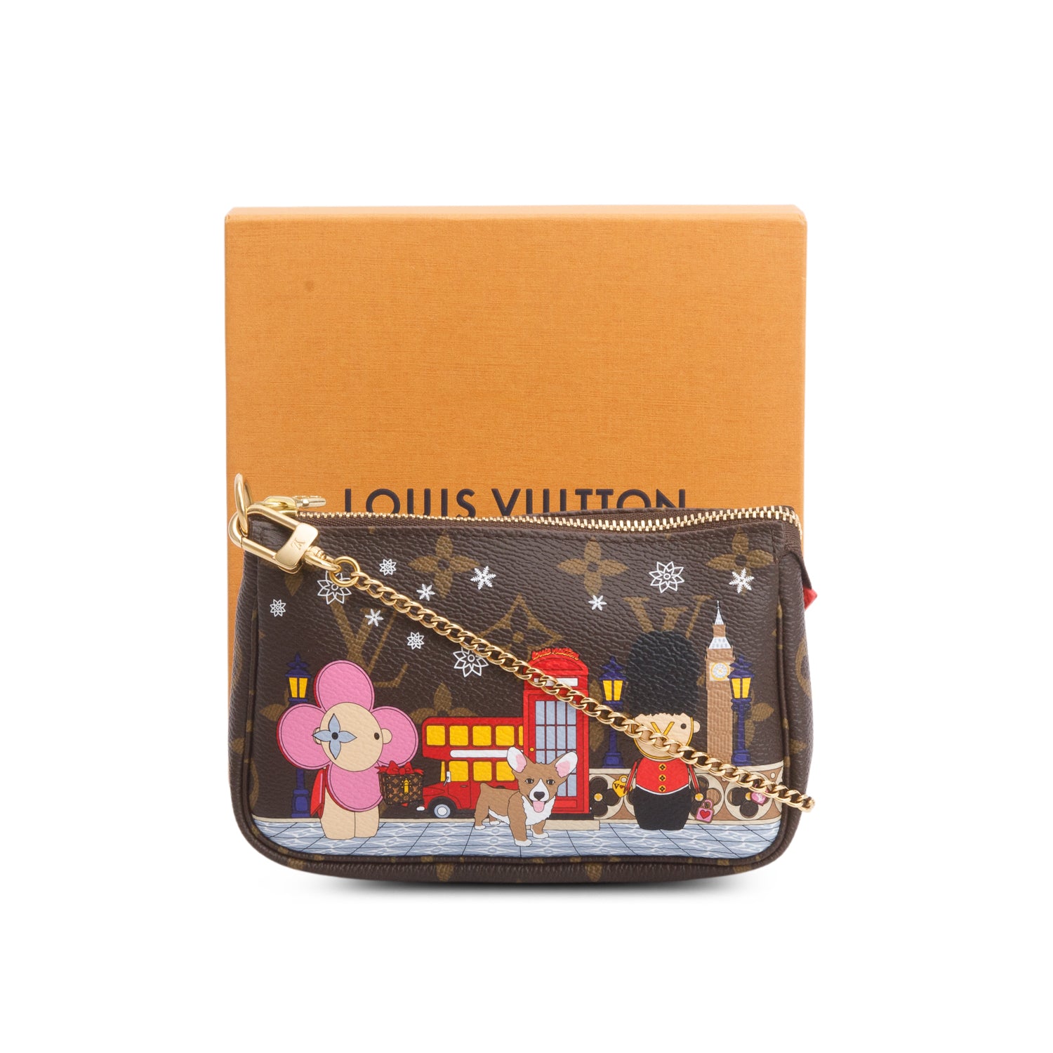 Louis Vuitton 2021 Monogram Christmas Animation Mini Pochette Accessories w/ Box