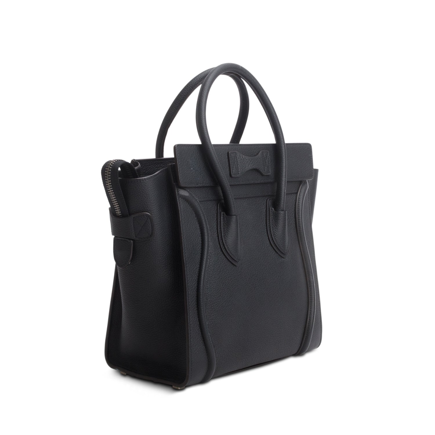 Celine Black Drummed Calfskin Leather Micro Luggage Tote