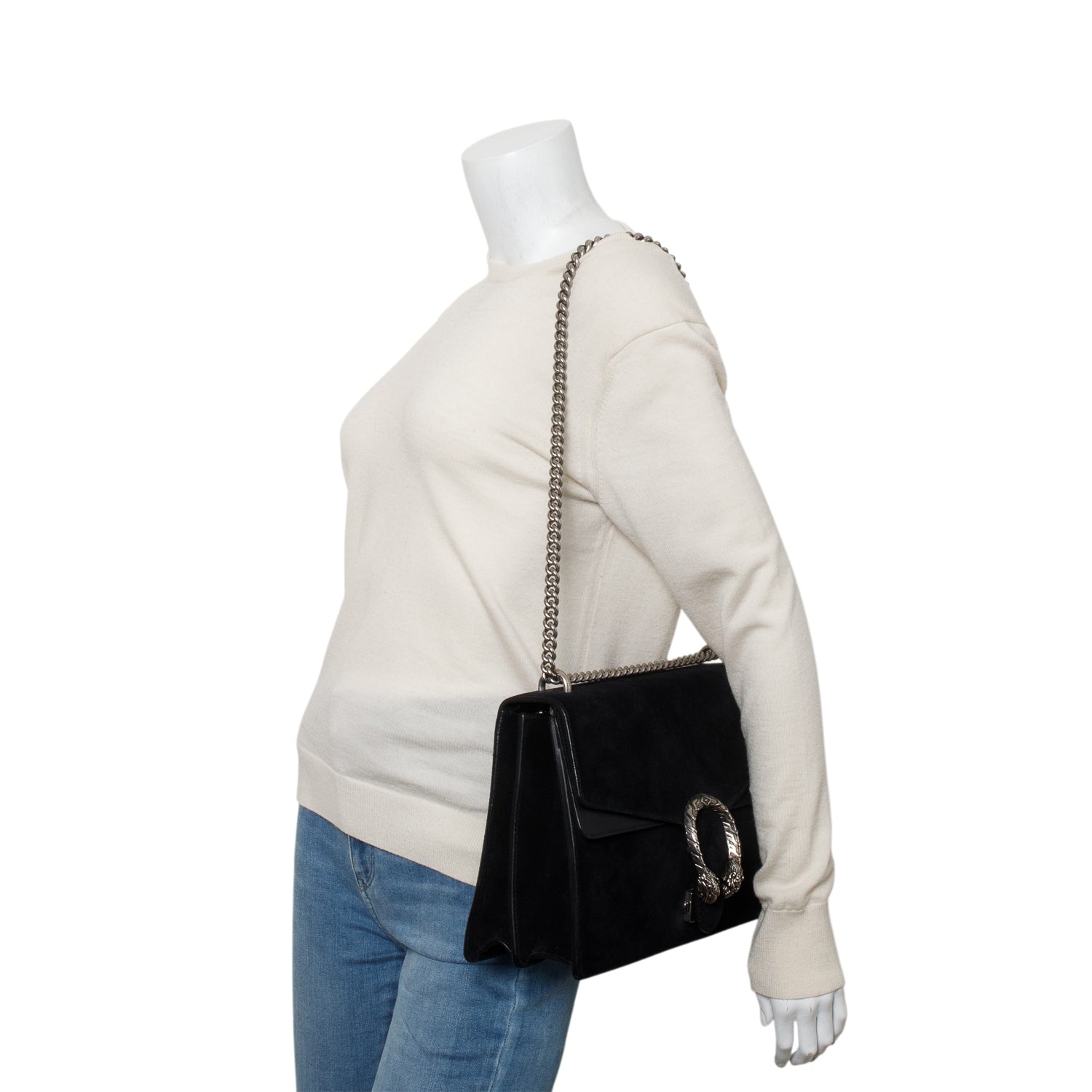 Gucci Black Suede Dionysus Medium Shoulder Bag
