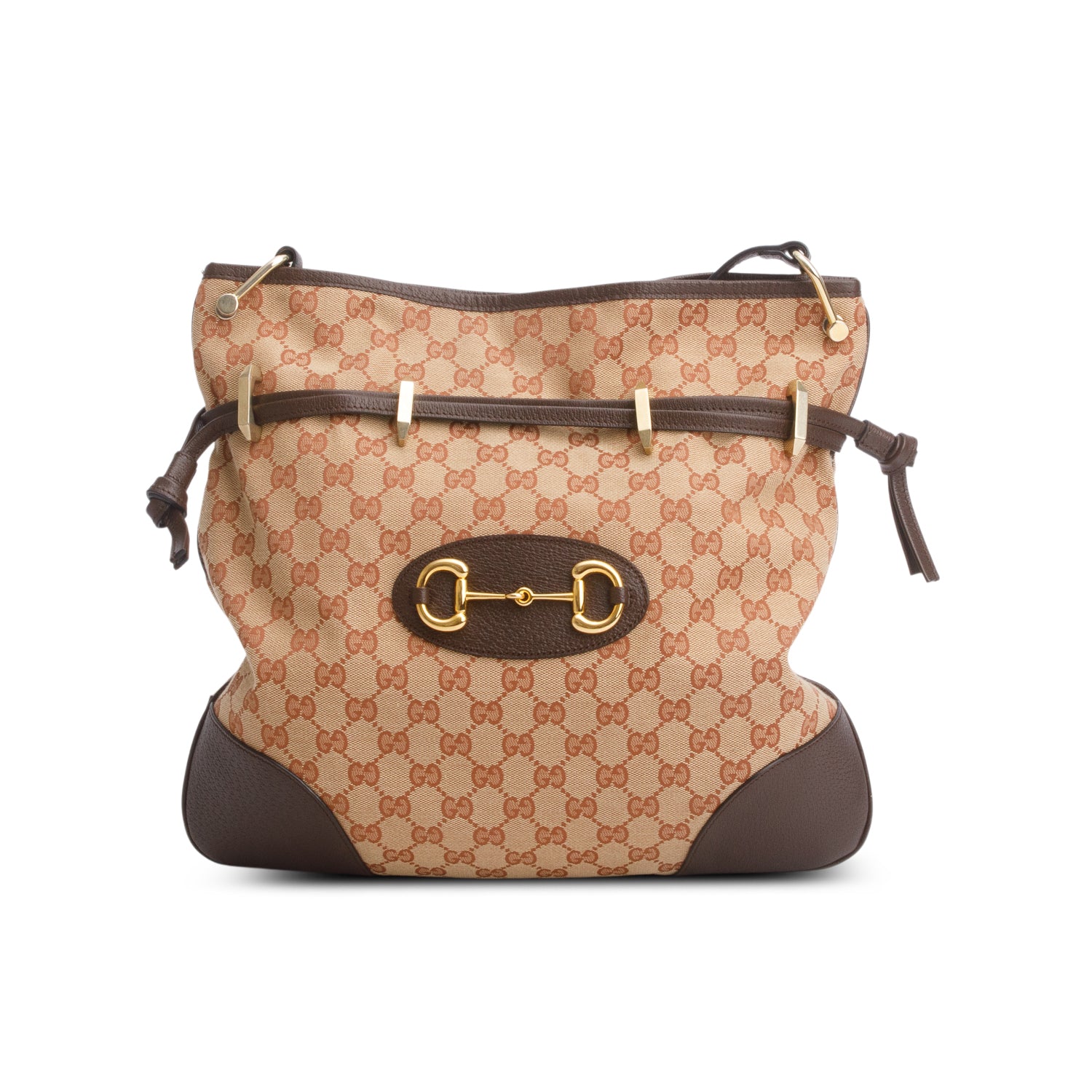 Gucci Red GG Supreme Monogram Textured Calfskin 1955 Horsebit Messenger Bag