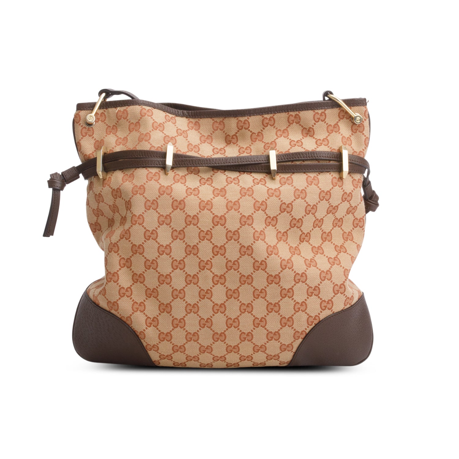 Gucci Red GG Supreme Monogram Textured Calfskin 1955 Horsebit Messenger Bag