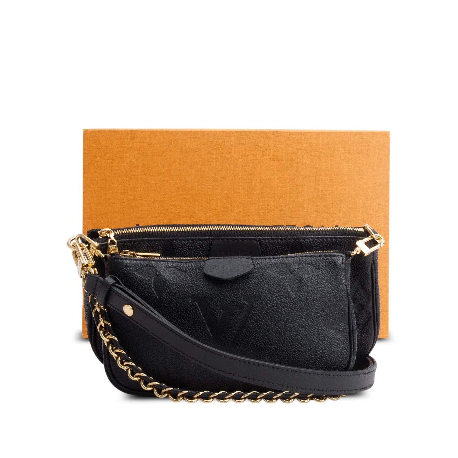 Louis Vuitton Black Monogram Empreinte Leather Multi-Pochette Accessoires w/ Box & Straps